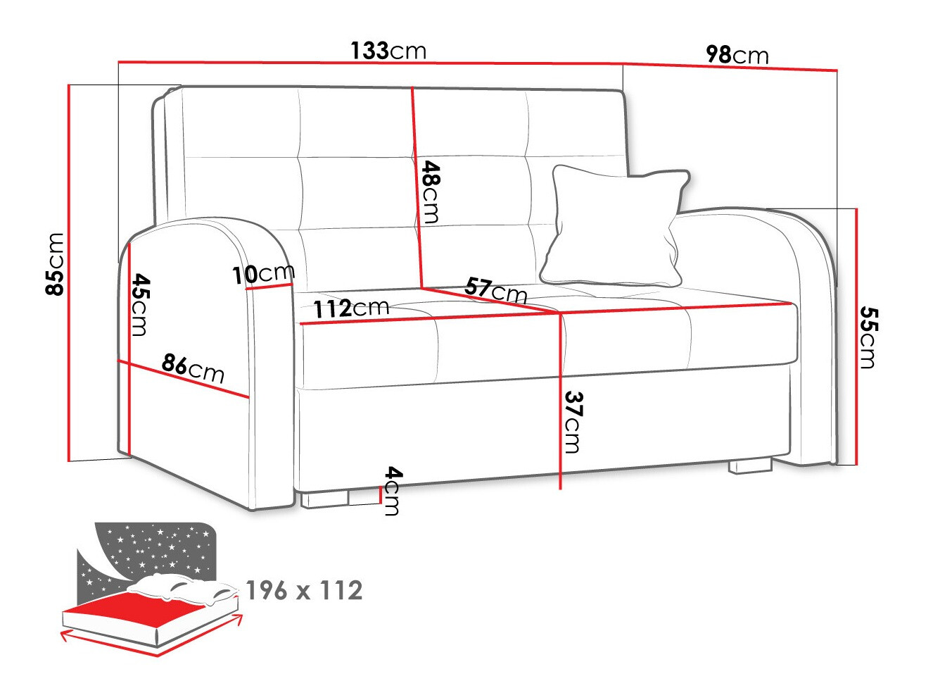 Sofa lova Columbus 115 (Aragon 03)