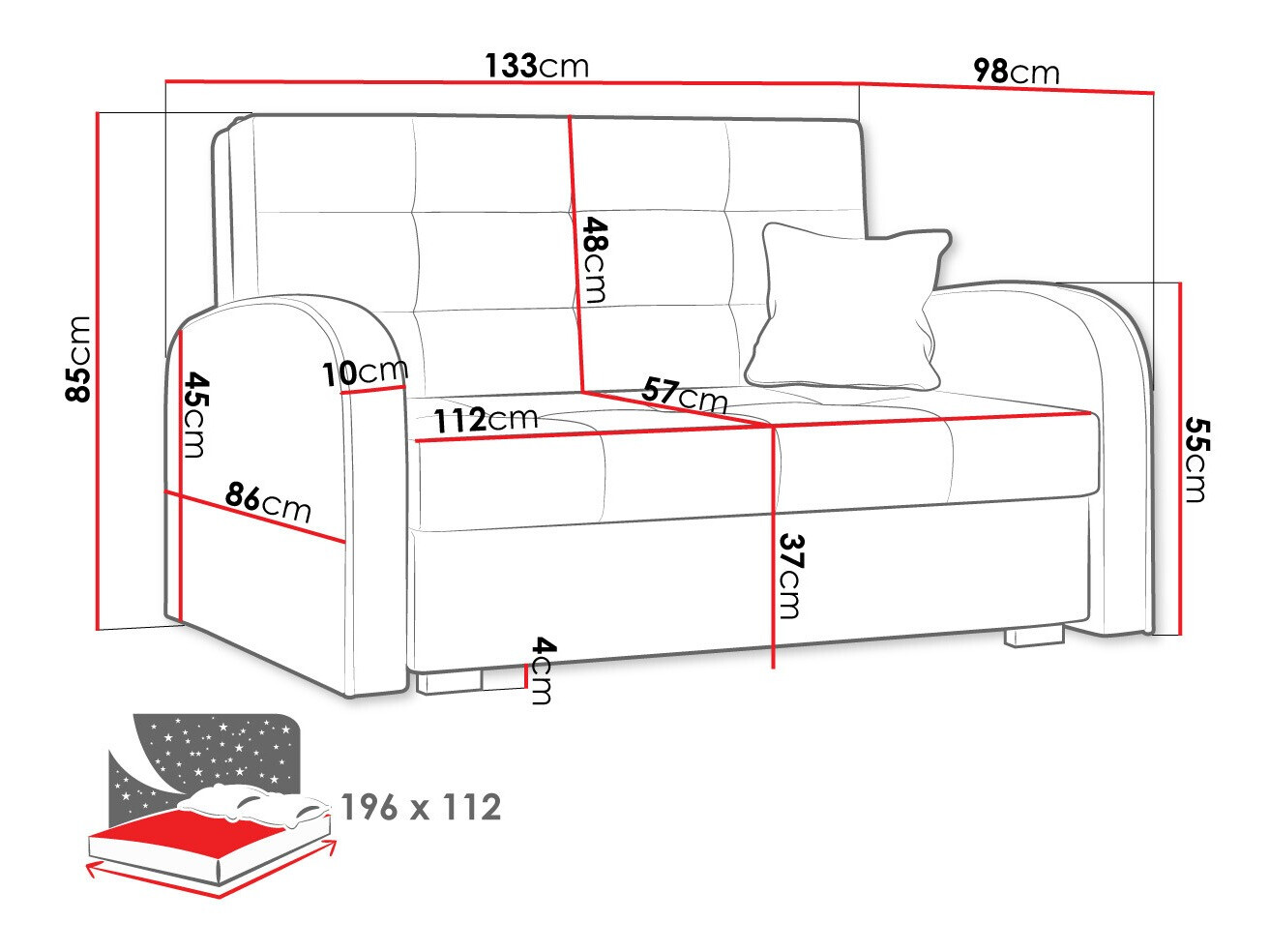 Sofa lova Silona II (Aragon 80)