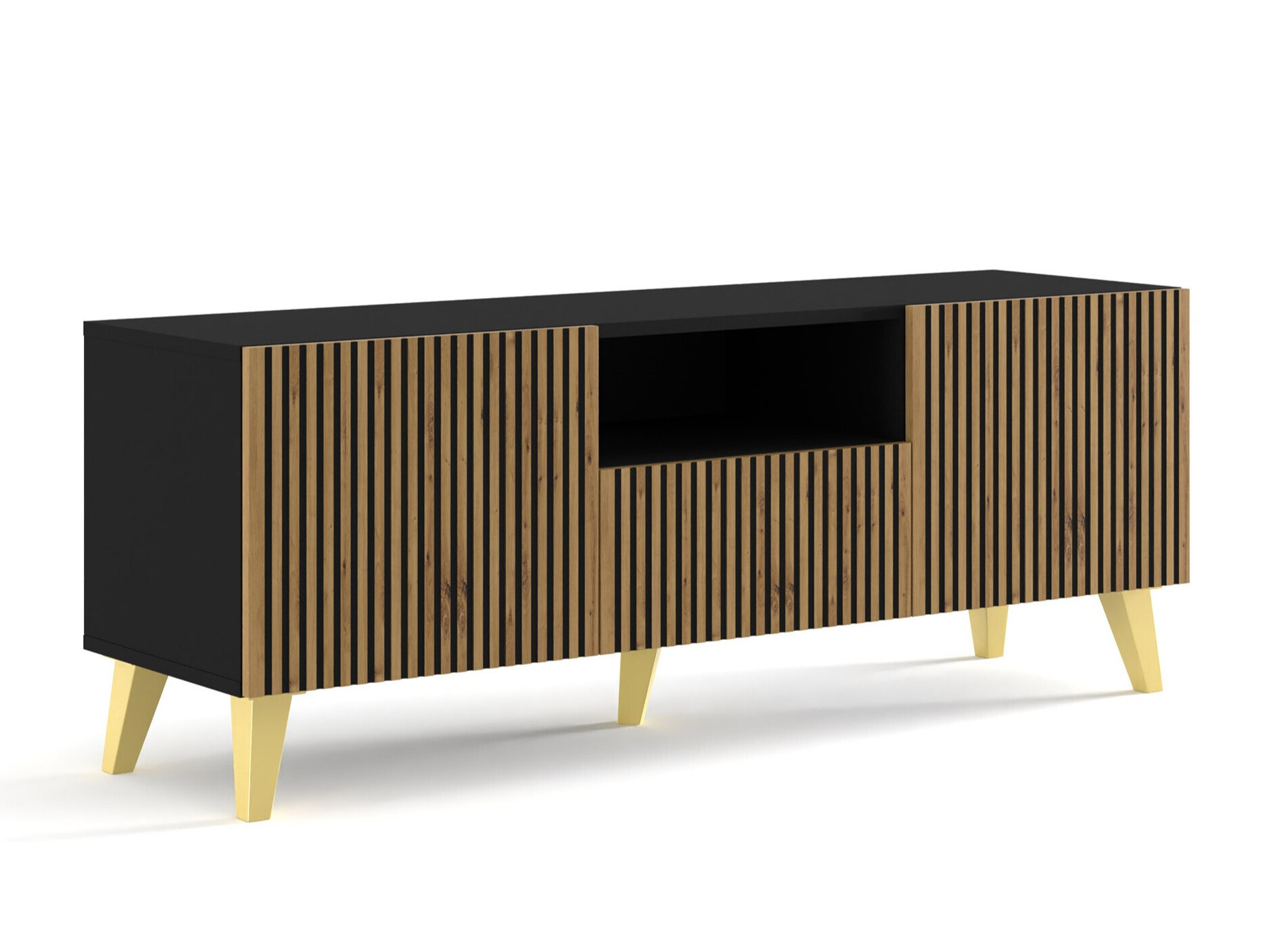 TV staliukas Buffalo 156 (Juoda + Artisan ąžuolas)