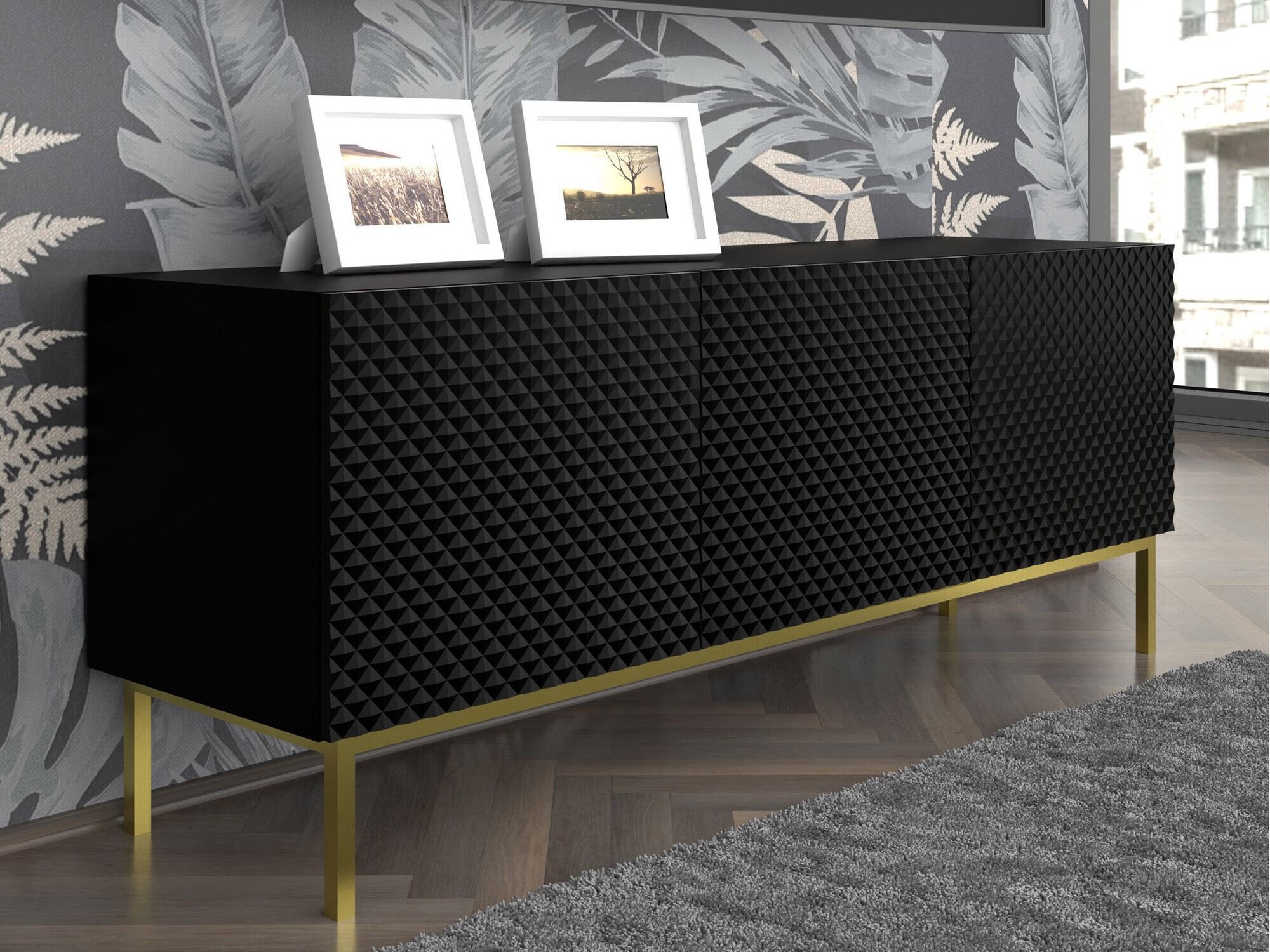 TV staliukas Odelomu 101 (Juoda + Blizgi juoda)