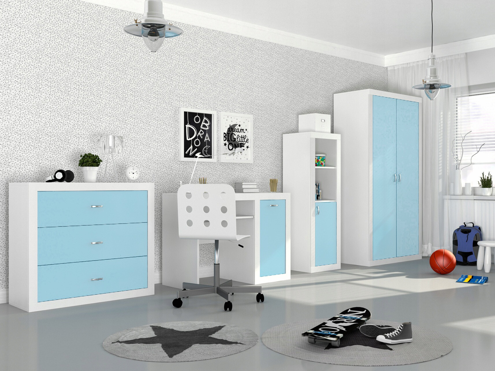 Darbo stalas Tentive 102 (Balta + Mėlyna)