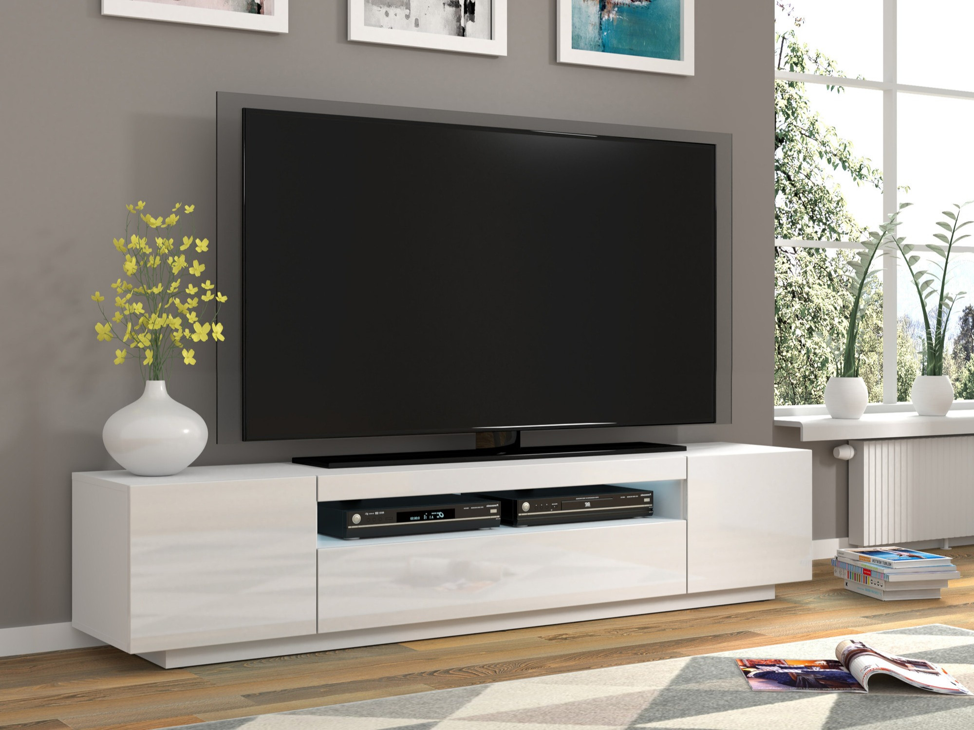 TV staliukas Morteo 104 (Balta + Blizgi balta)