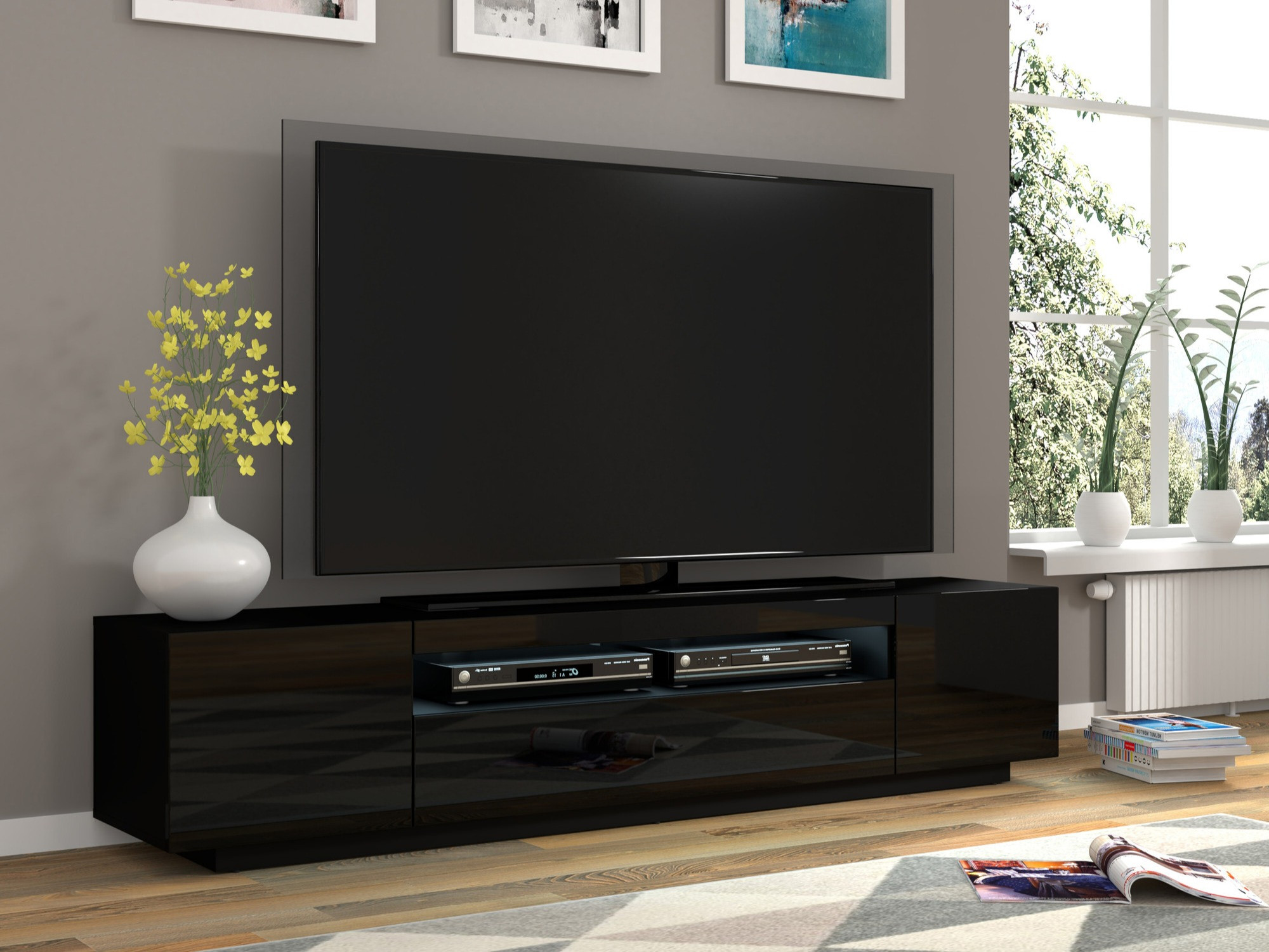 TV staliukas Morteo 104 (Juoda + Blizgi juoda)