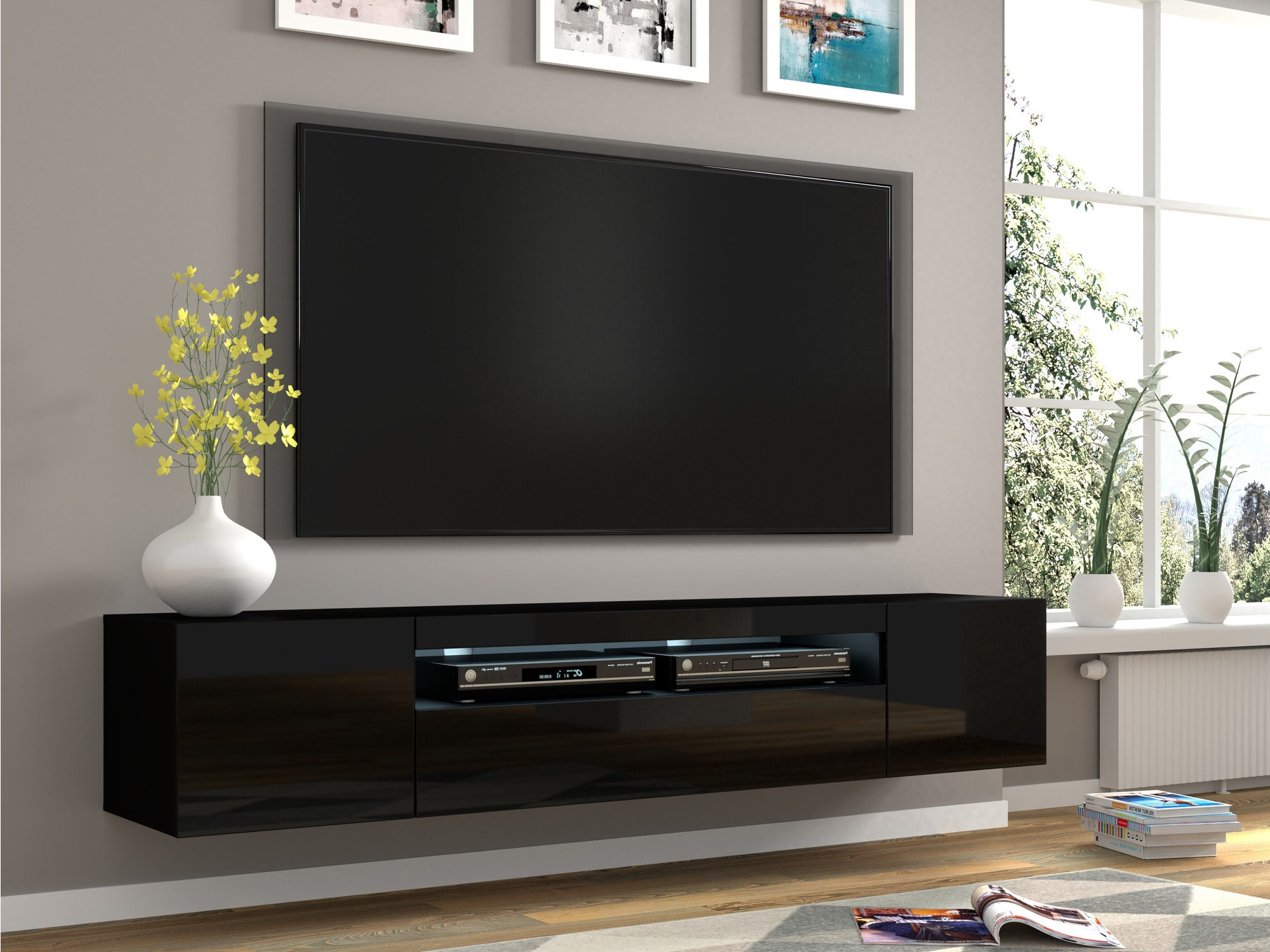 TV staliukas Morteo 104 (Juoda + Blizgi juoda)