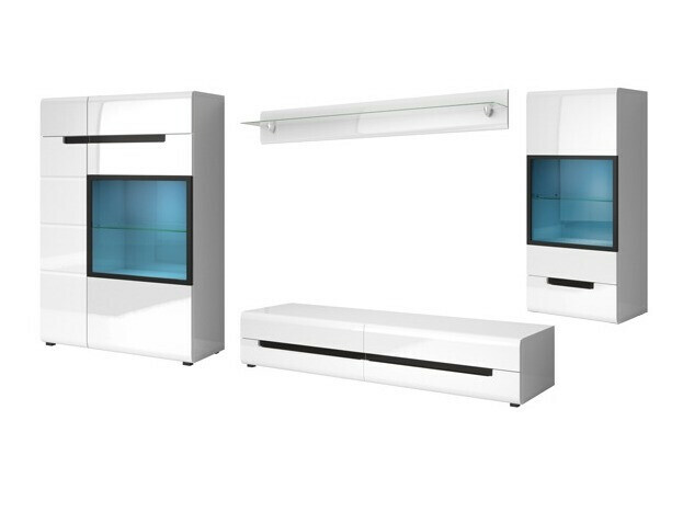 Svetainės komplektas Austin D110 (Balta + Blizgi balta)