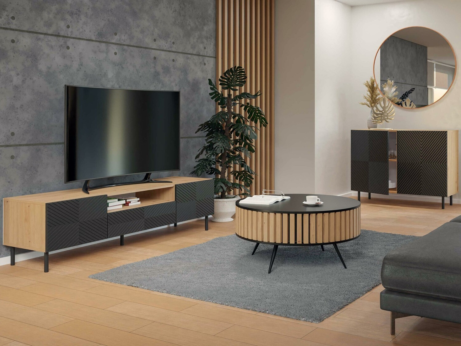 Spintelė Romseru 101 (Juoda + Artisan ąžuolas)