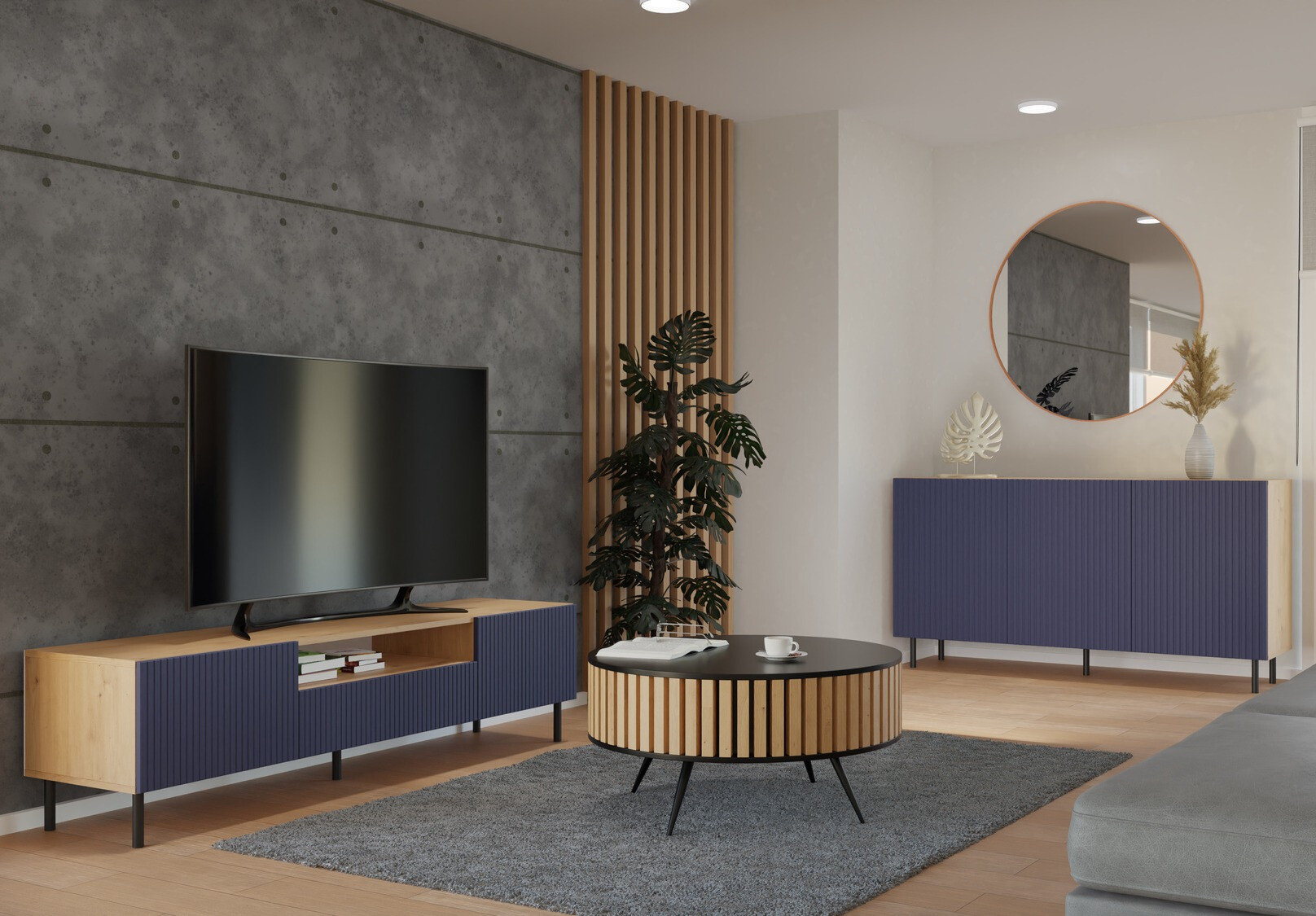 Spintelė Romseru 102 (Mėlyna + Artisan ąžuolas)