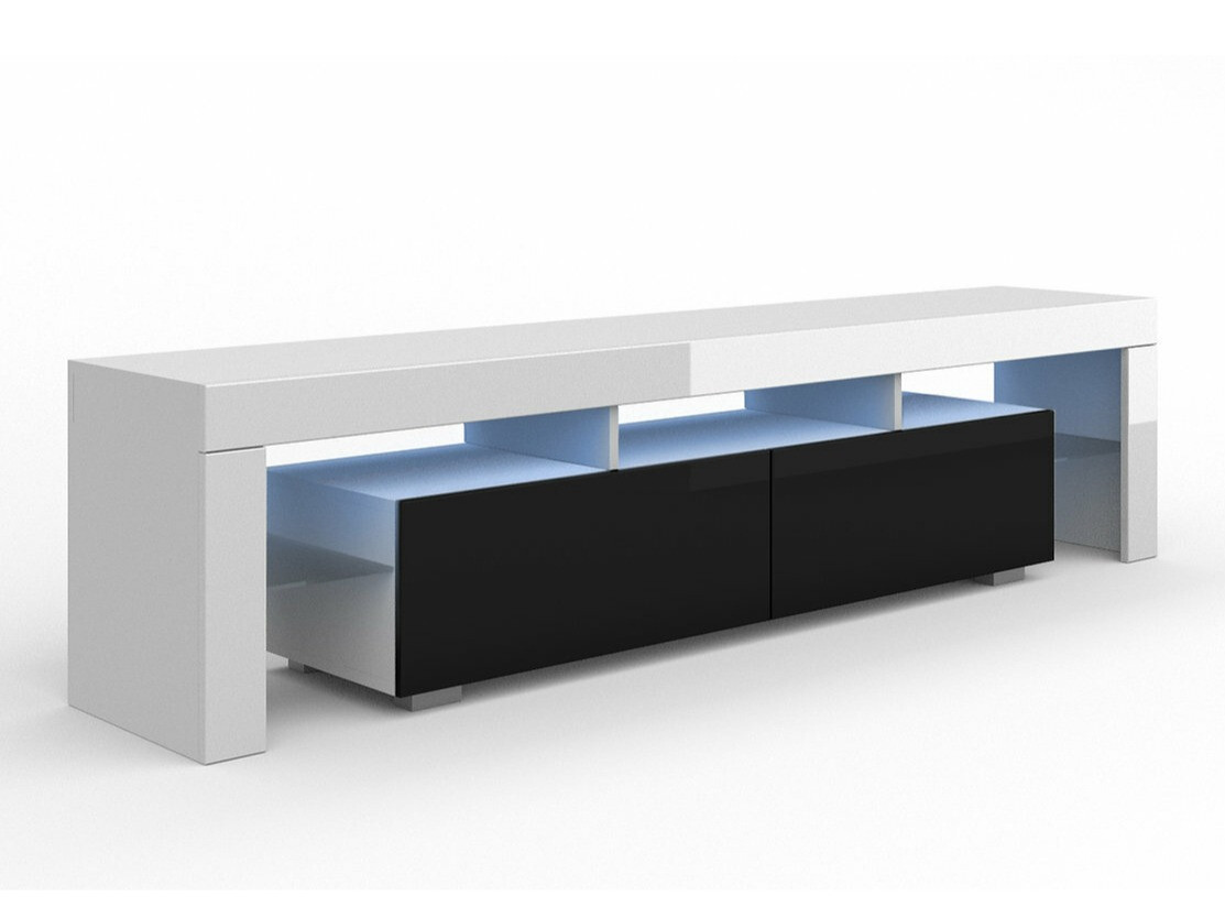 TV staliukas Buffalo 169 (Balta + Blizgi juoda)