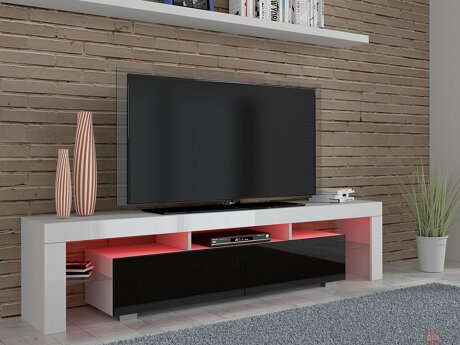 TV staliukas Buffalo 169 (Balta + Blizgi juoda)