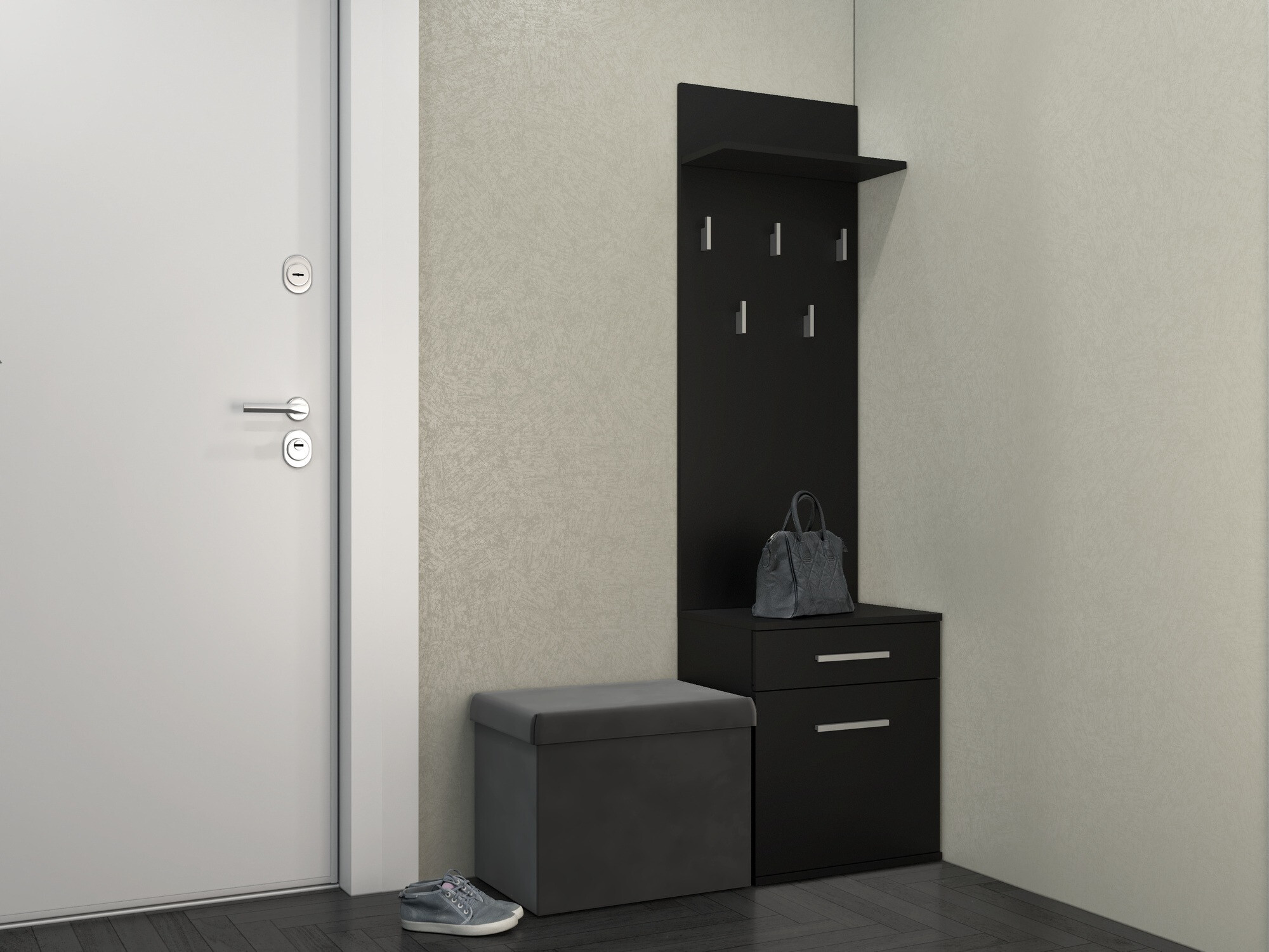 Prieškambario komplektas Mandeville 129 (Matinė juoda)