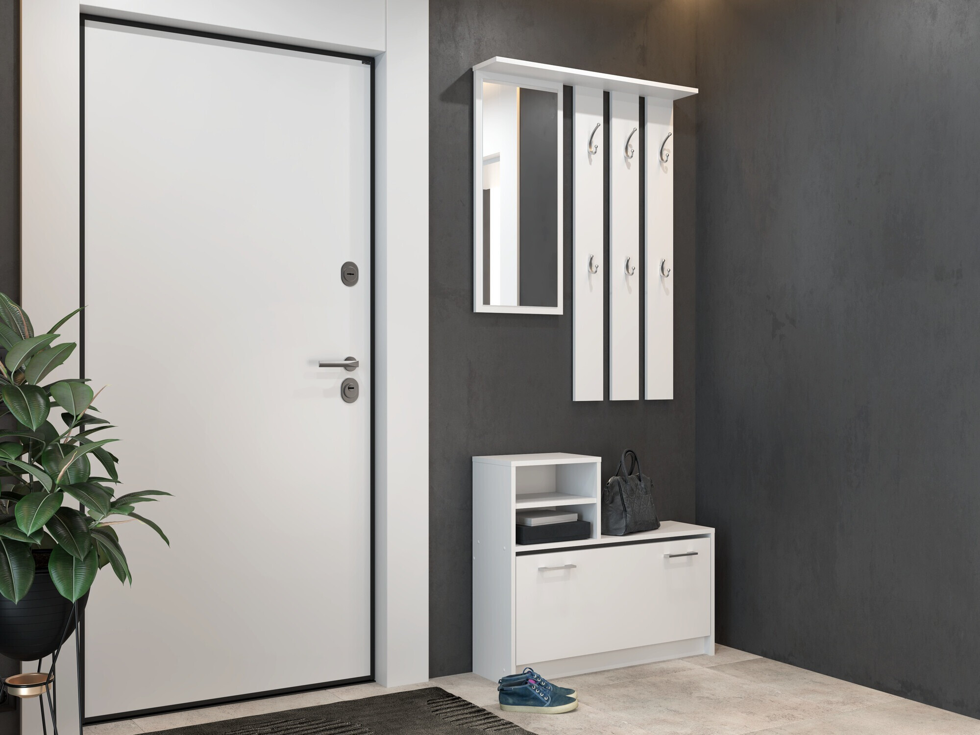 Prieškambario komplektas Mandeville 144 (Balta)