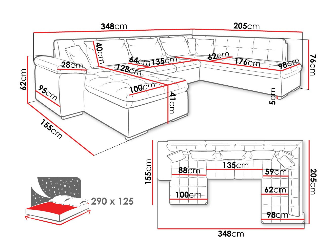 Minkštas kampas Comfivo 128 (Dešininis)