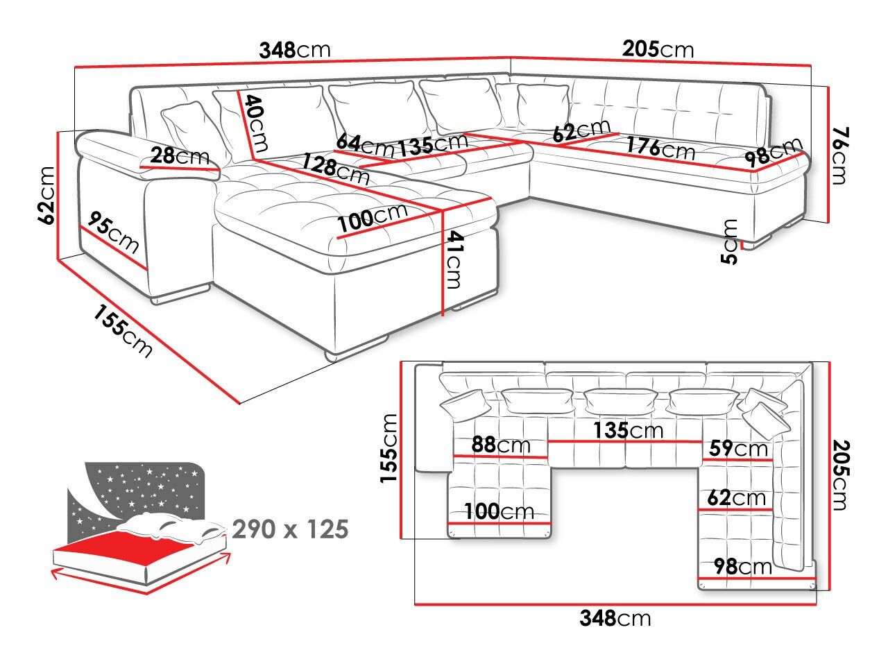 Minkštas kampas Comfivo 128 (Dešininis)