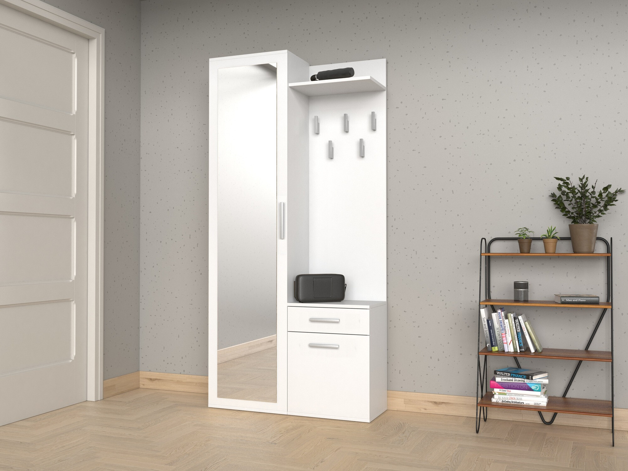 Prieškambario komplektas Mandeville 129 (Matinė balta)