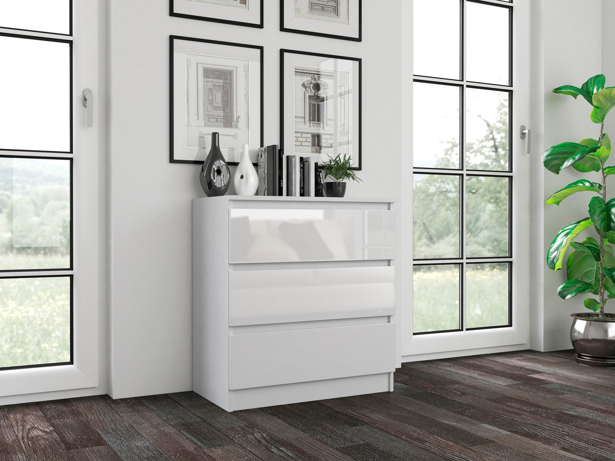 Komoda Elbvelu 106 (Blizgi balta)