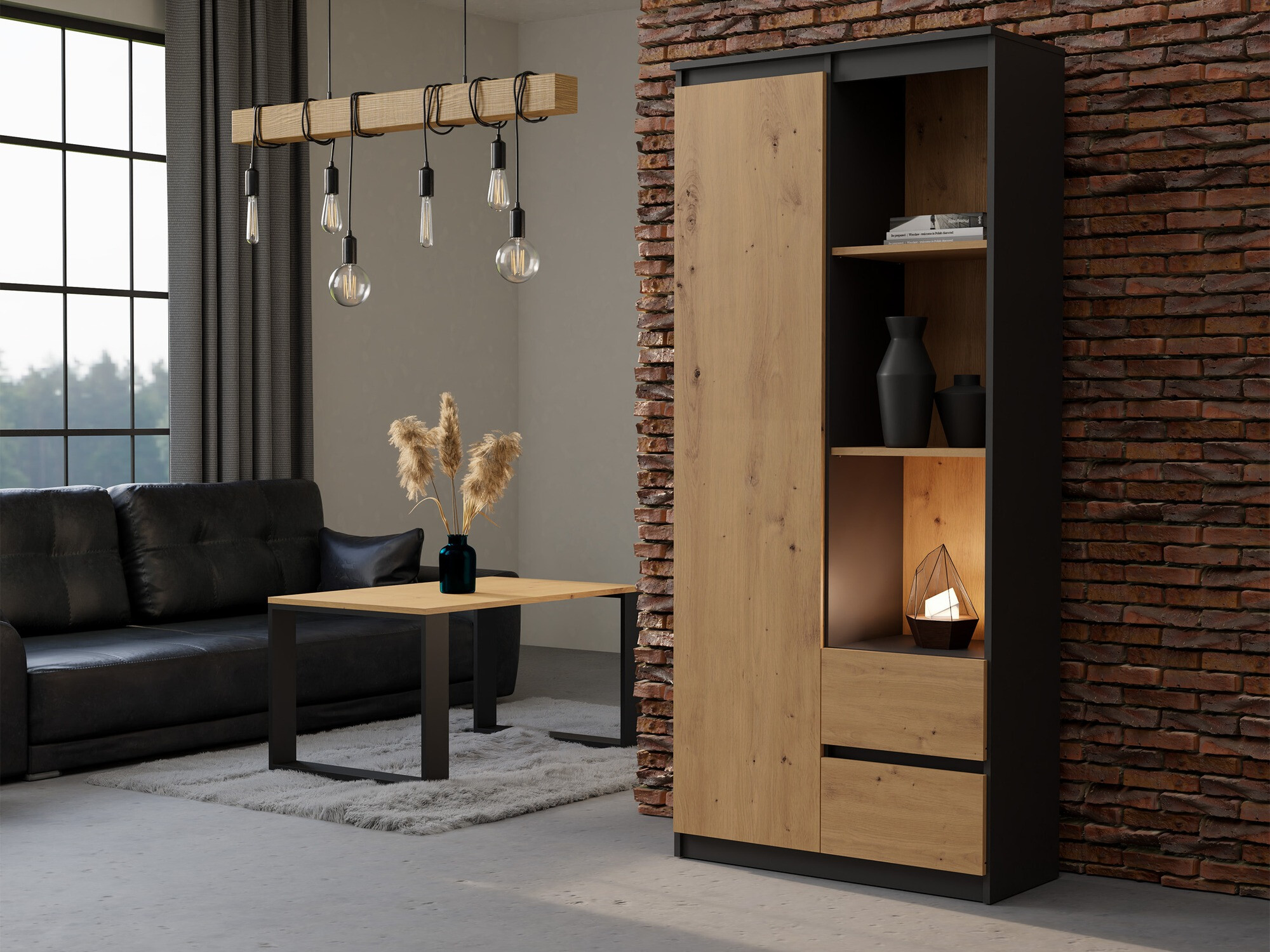 Lentyna Mandeville 182 (Antracitas + Artisan ąžuolas)