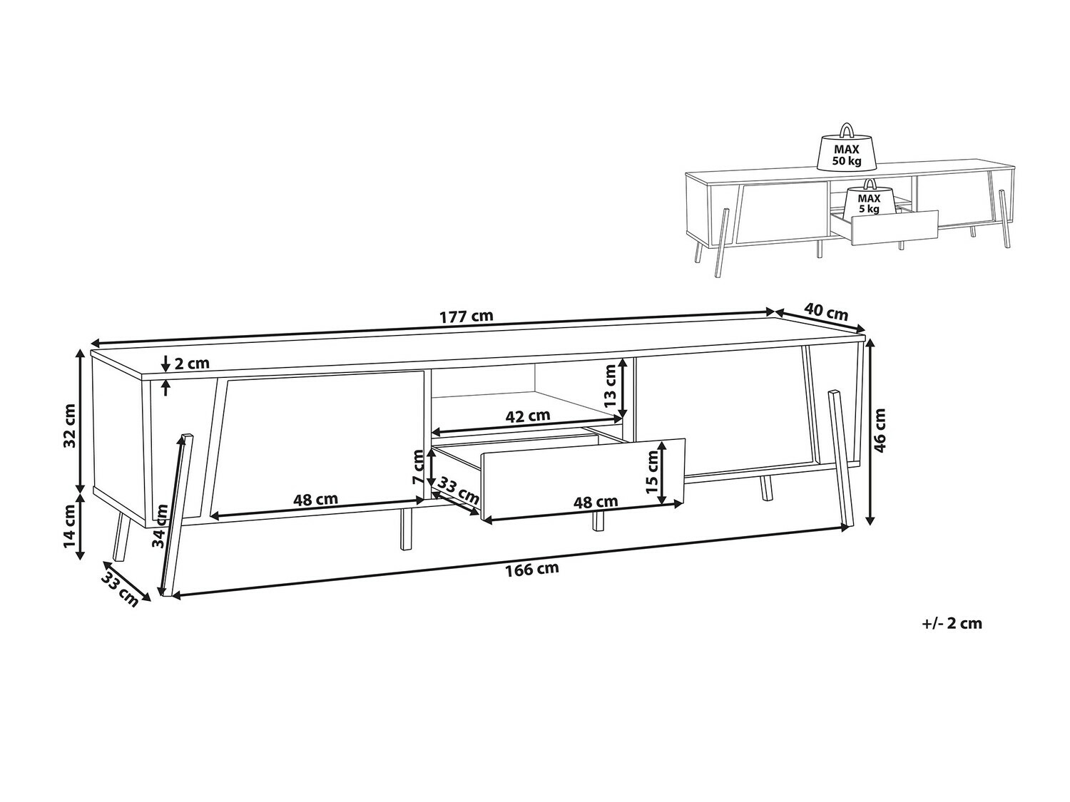 TV staliukas Berwyn 544 (Pilka + Juoda)
