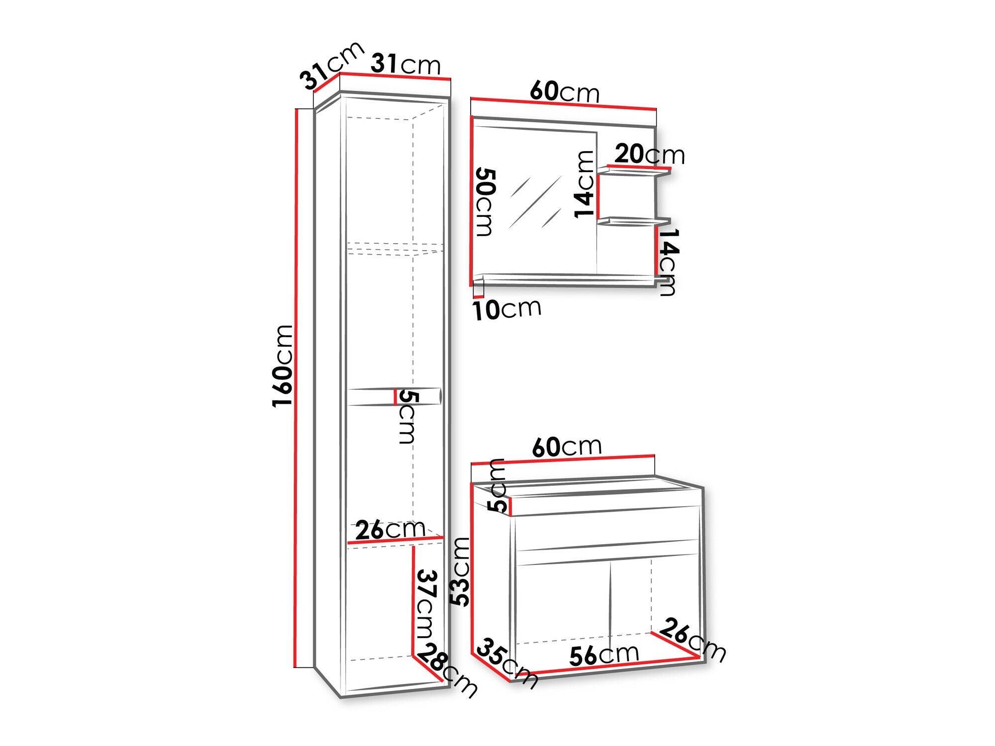 Vonios komplektas Sarasota 168 (Bodega + Juoda)