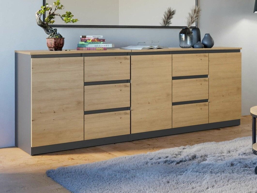 Komoda Elbvelu 109 (Antracitas + Artisan ąžuolas)