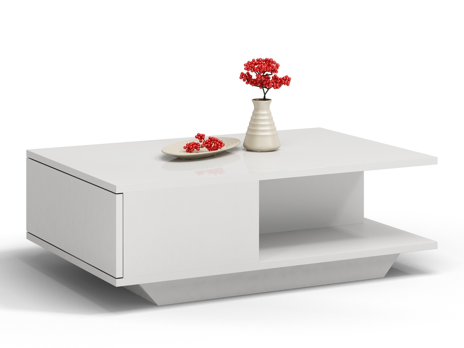 Žurnalinis staliukas Mandeville 205 (Balta + Blizgi balta)