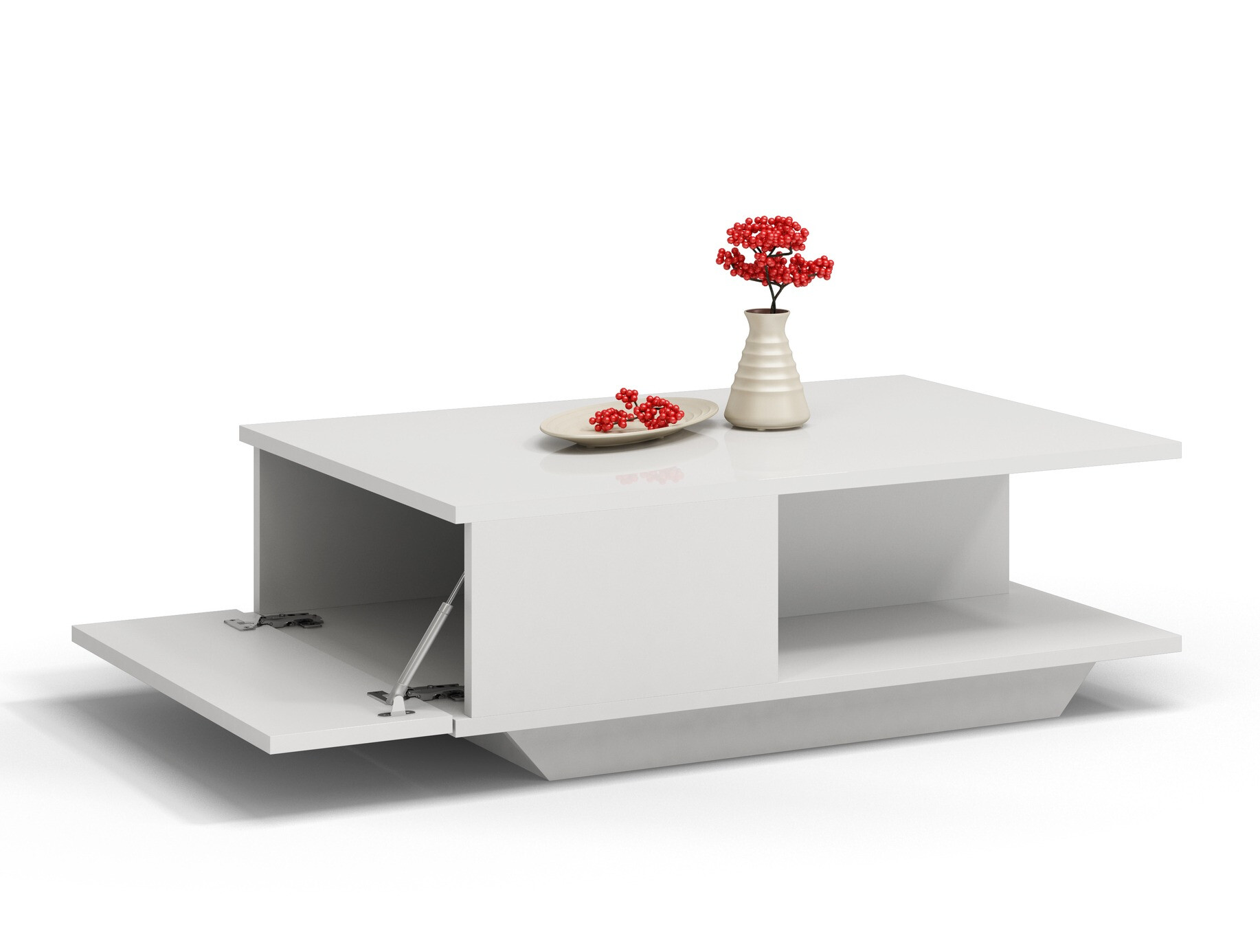 Žurnalinis staliukas Mandeville 205 (Balta + Blizgi balta)