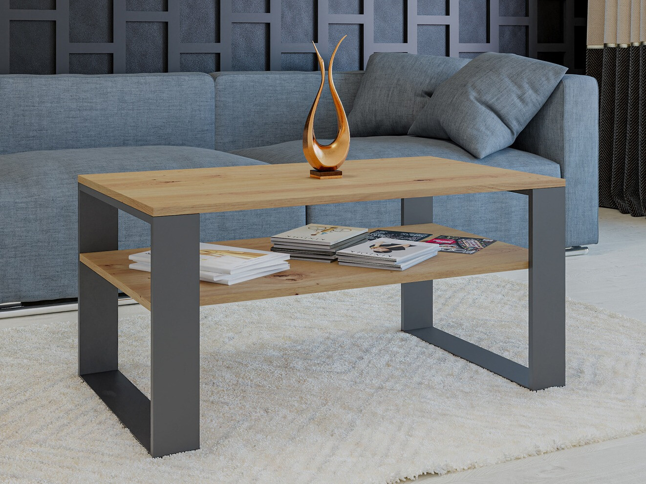 Žurnalinis staliukas Mandeville 208 (Artisan ąžuolas + Antracitas)