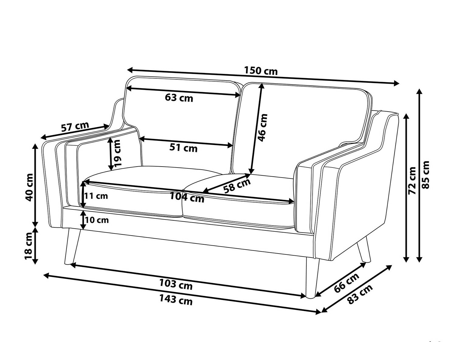 Sofa Berwyn 254 (Tamsi pilka)
