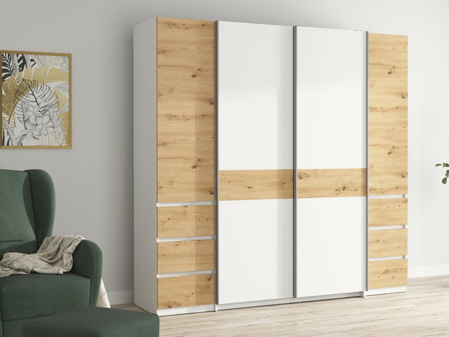 Spinta Boston 540 (Artisan ąžuolas + Balta)