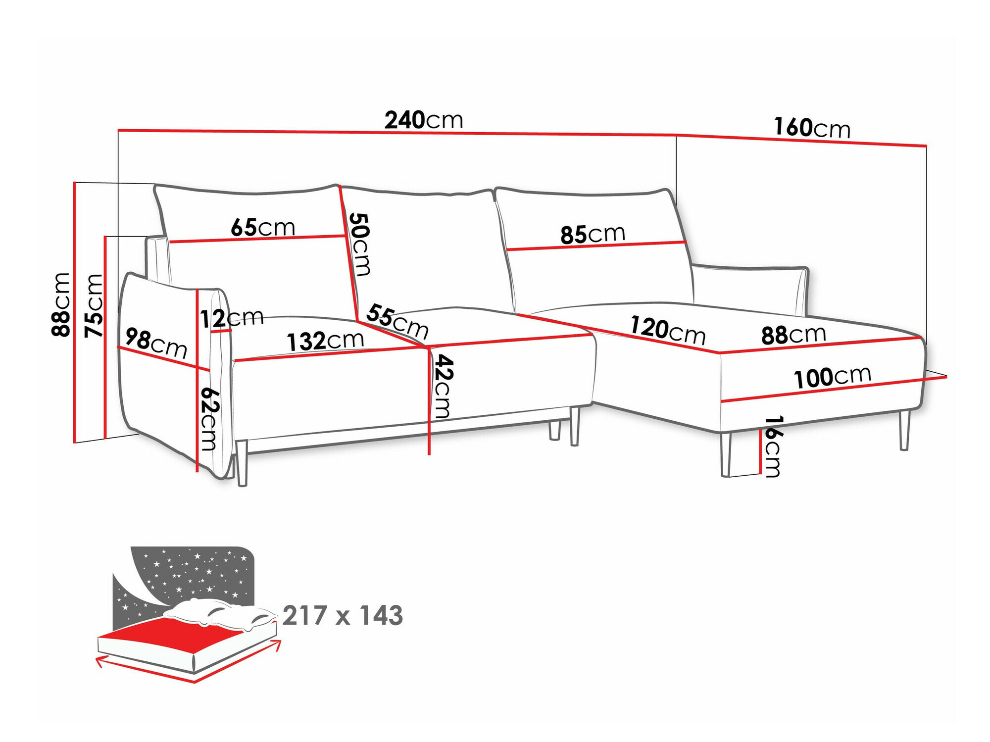 Minkštas kampas Columbus 224 (Velo 623)