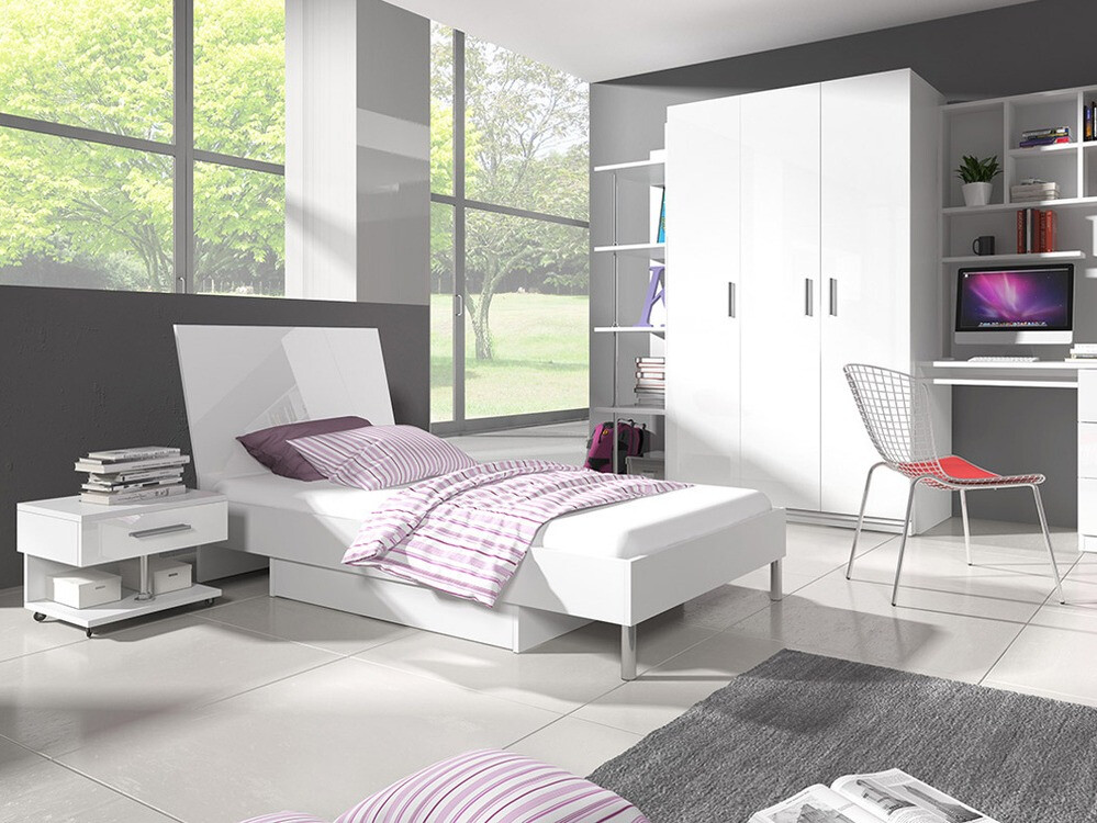 Naktinis staliukas Campus (Balta + Blizgi balta)