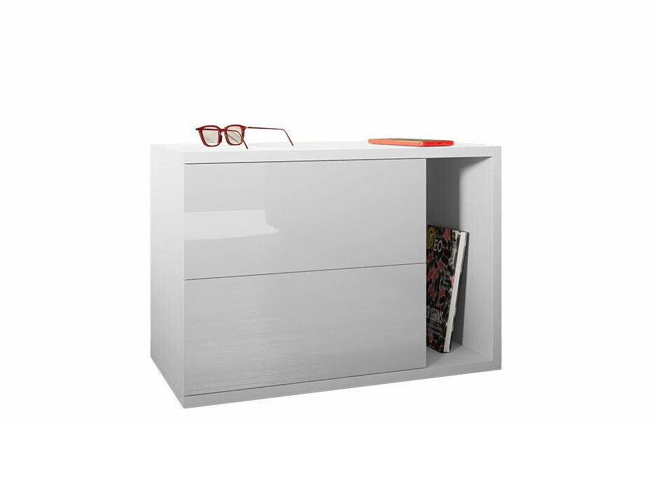 Naktinis staliukas Hederos (Balta + Blizgi balta)