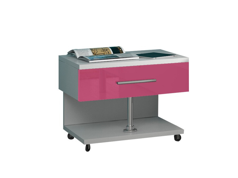 Naktinis staliukas Salmere 103 (Balta + Blizgi rožinė)