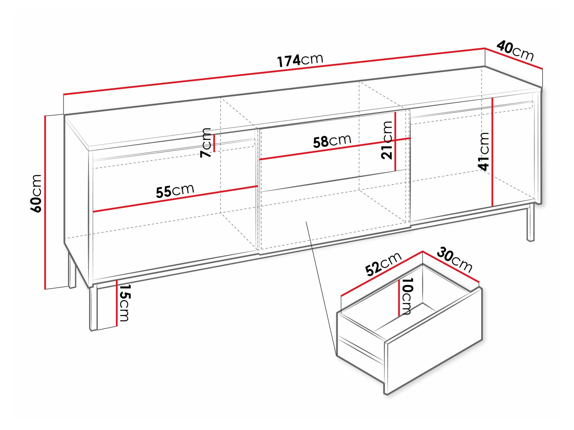 TV staliukas Comfivo Delruva I (Juoda)
