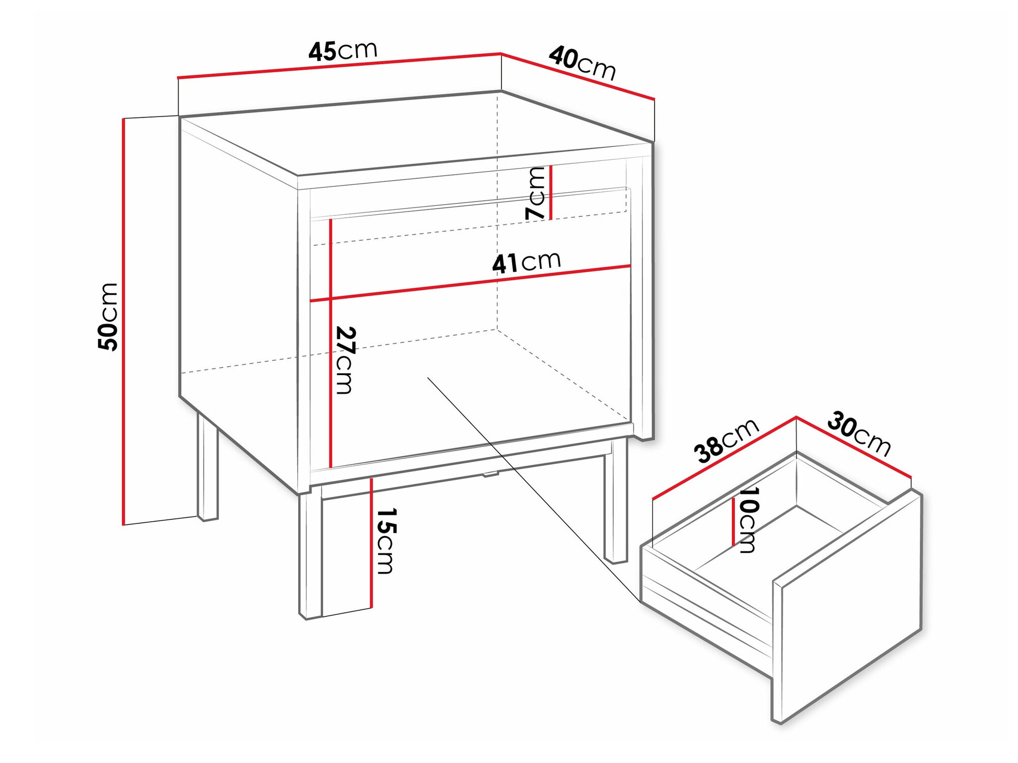Naktinis staliukas Comfivo Delruva (Balta)