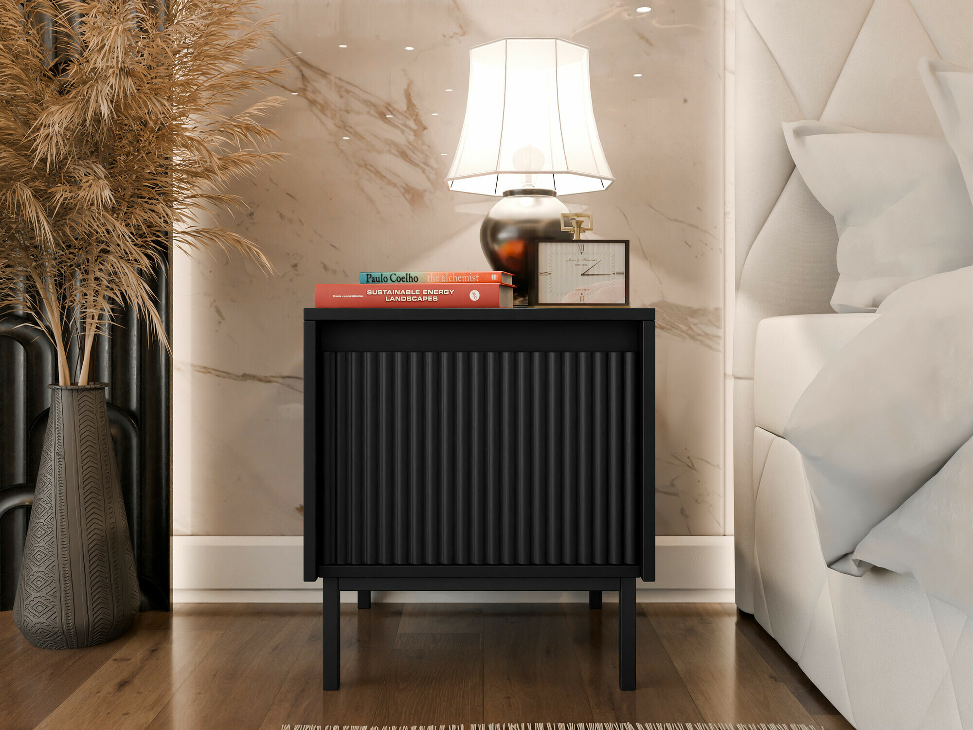 Naktinis staliukas Comfivo Delruva (Juoda)