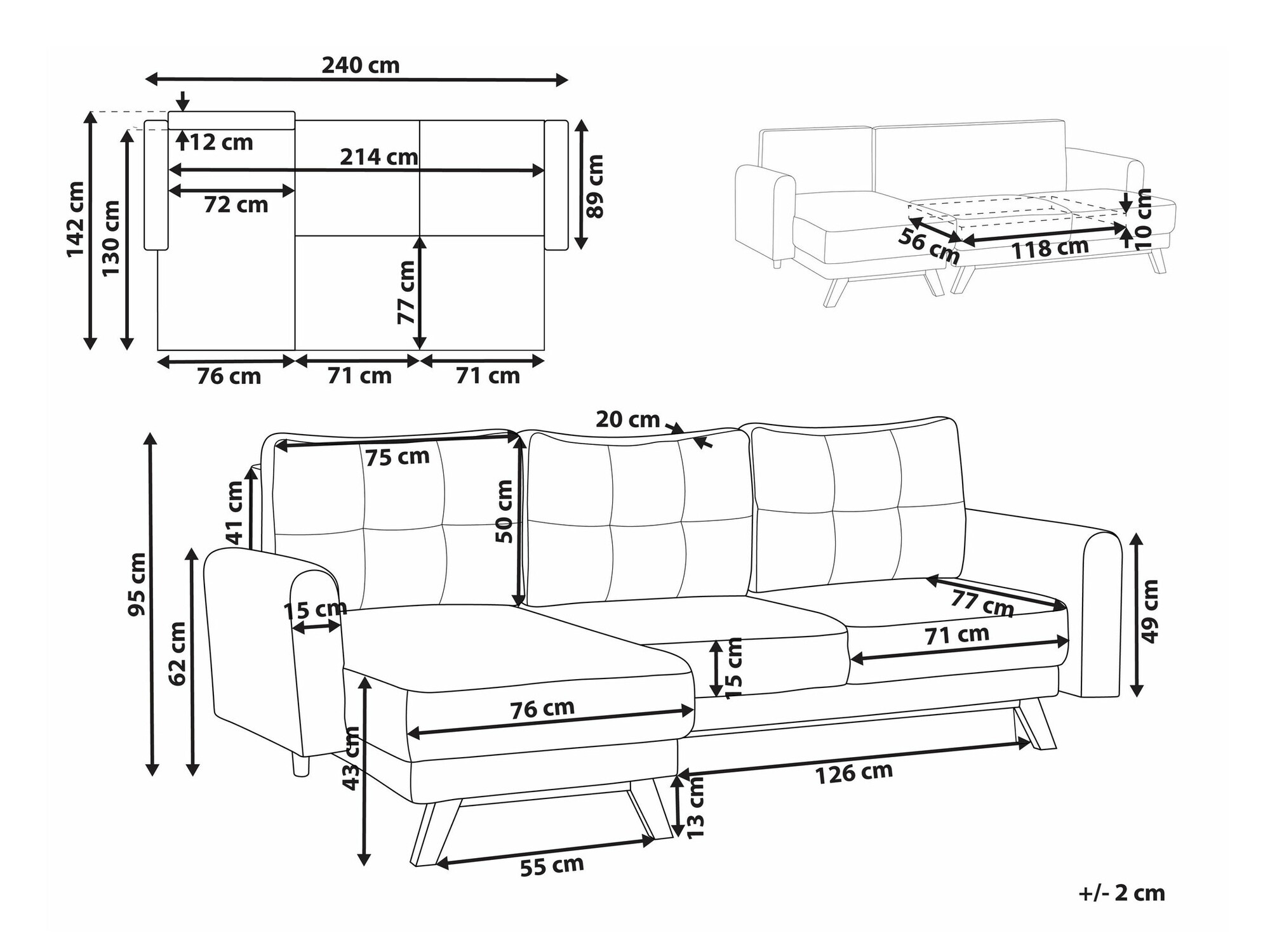 Minkštas kampas Berwyn 1656 (Smėlinė)