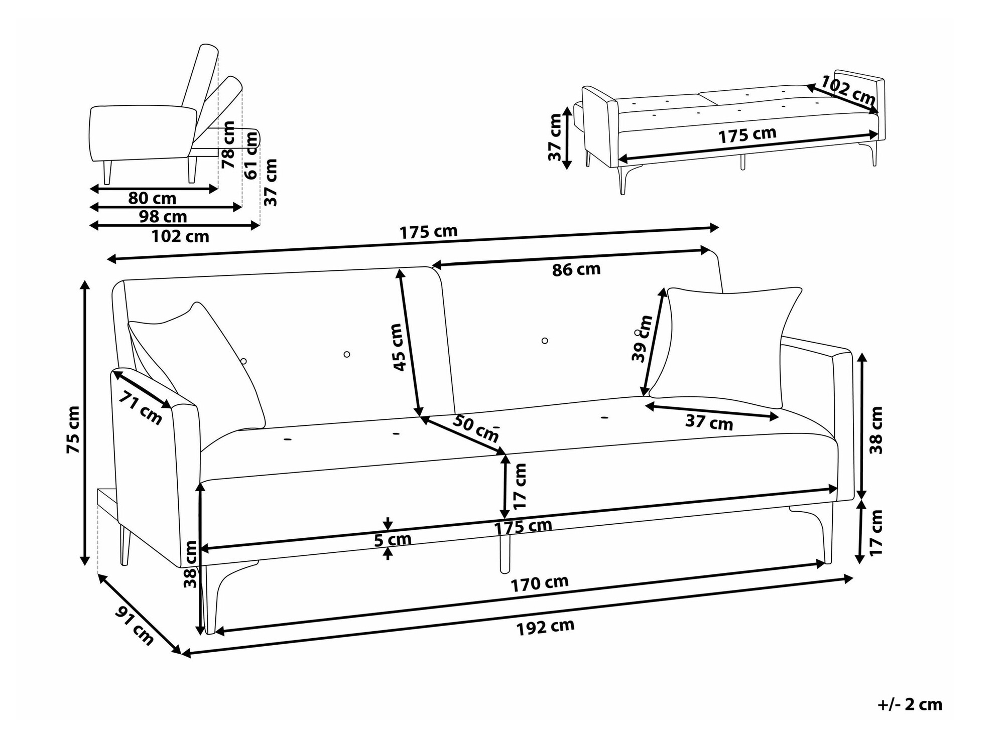 Sofa lova Berwyn 161 (Tamsi mėlyna)