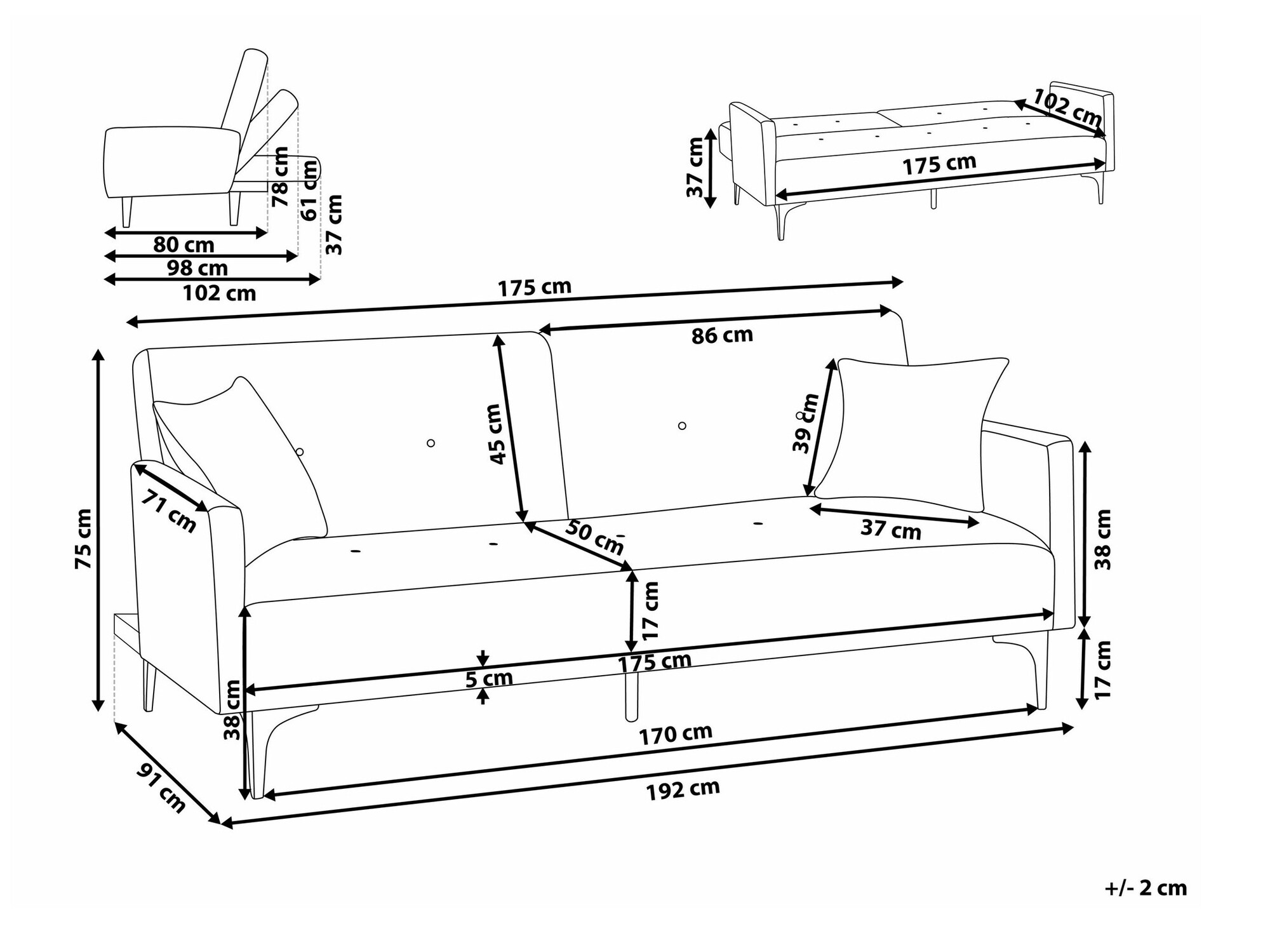 Sofa lova Berwyn 161 (Tamsi žalia)