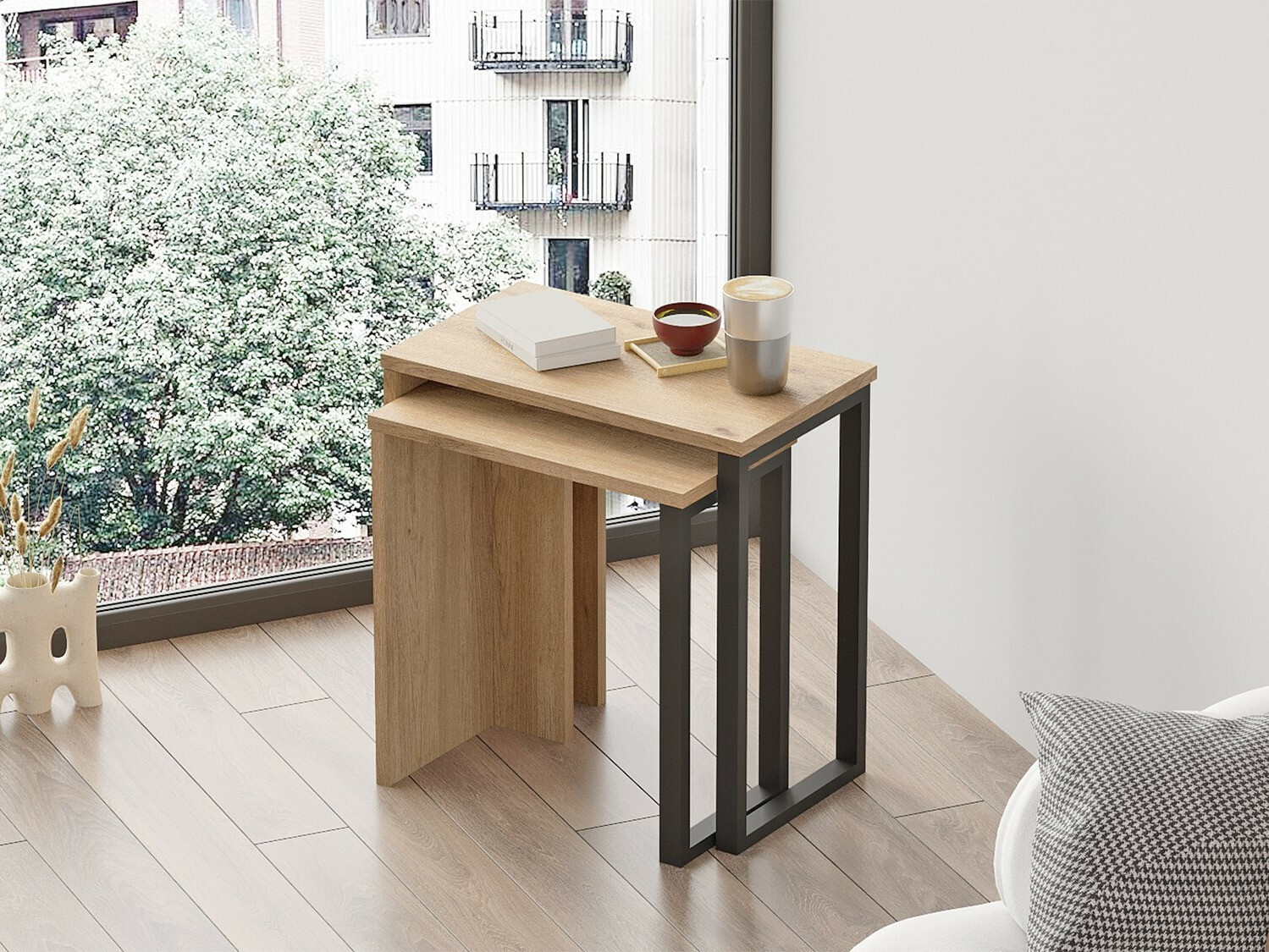 Šoninių staliukų komplektas Fertore 106 (Graikinis riešutas)