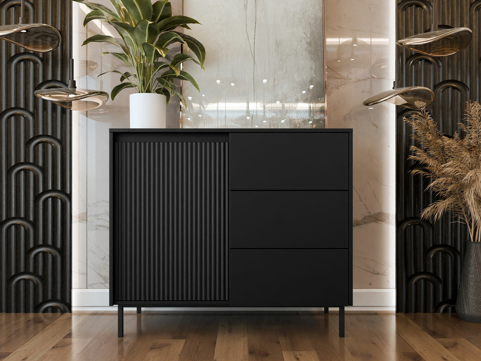 Komoda Comfivo Delruva 100 (Juoda)