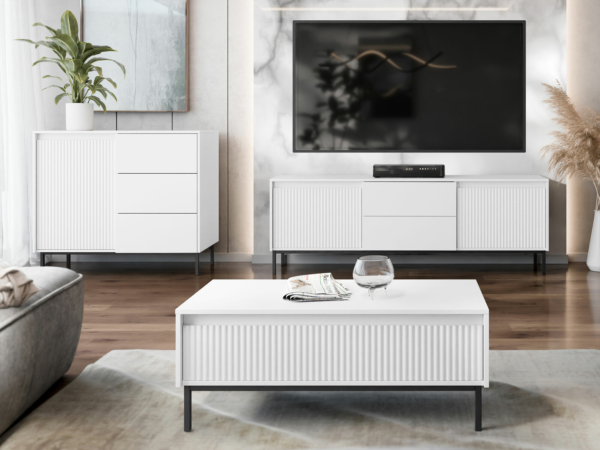 TV staliukas Comfivo Delruva 104 (Balta)