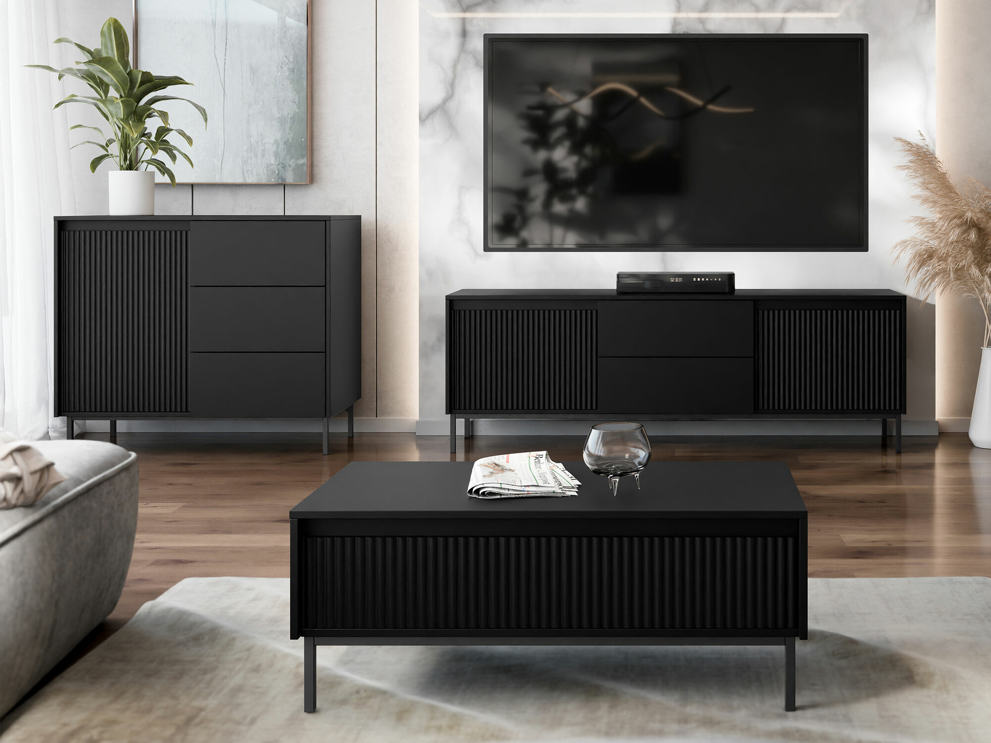 TV staliukas Comfivo Delruva 104 (Juoda)