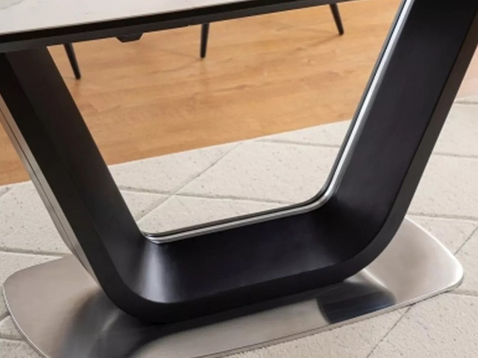 Stalas Detroit 116 (Baltas marmuras + Juoda)