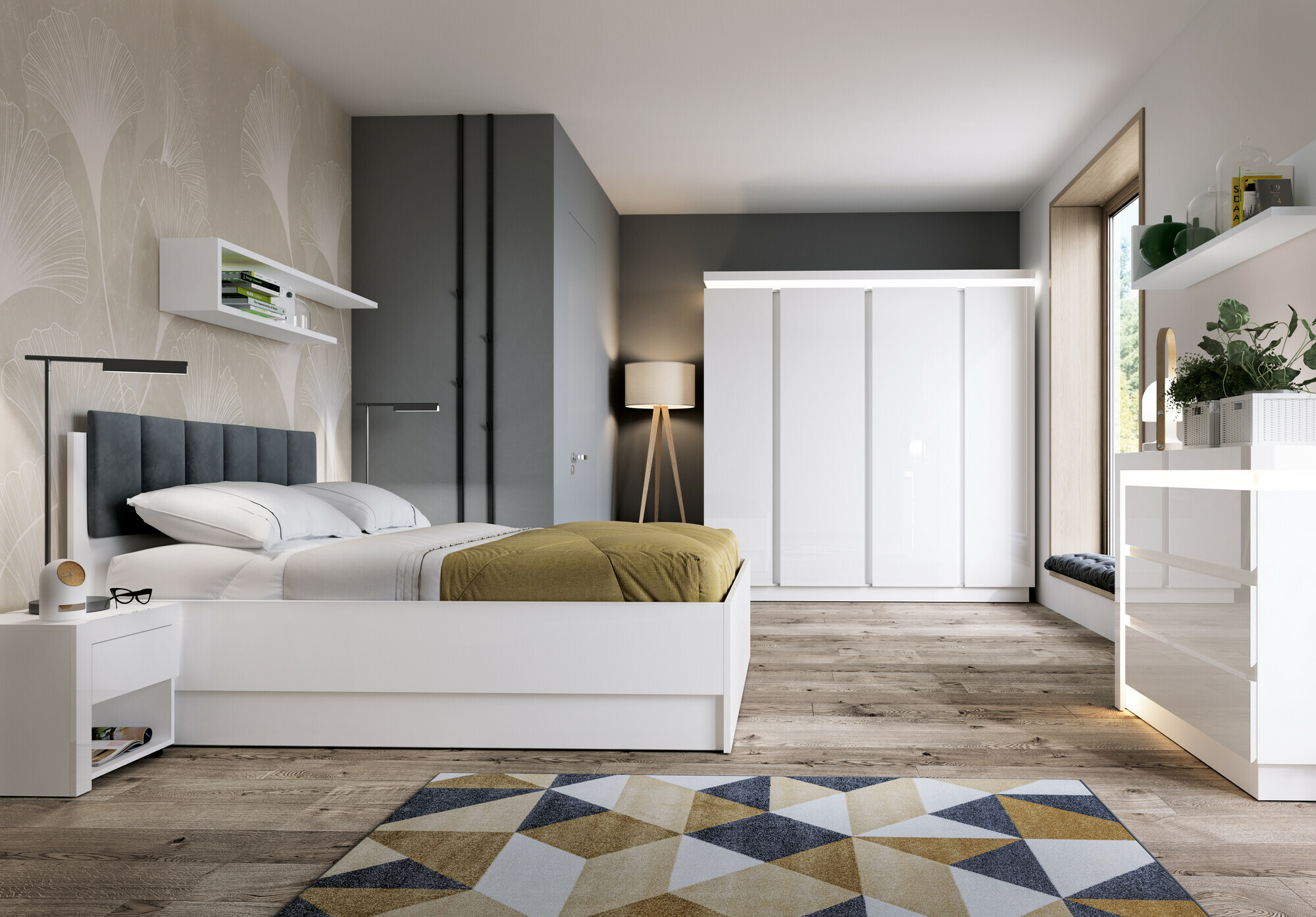 Lova Feldeli 117 (Balta + Blizgi balta)