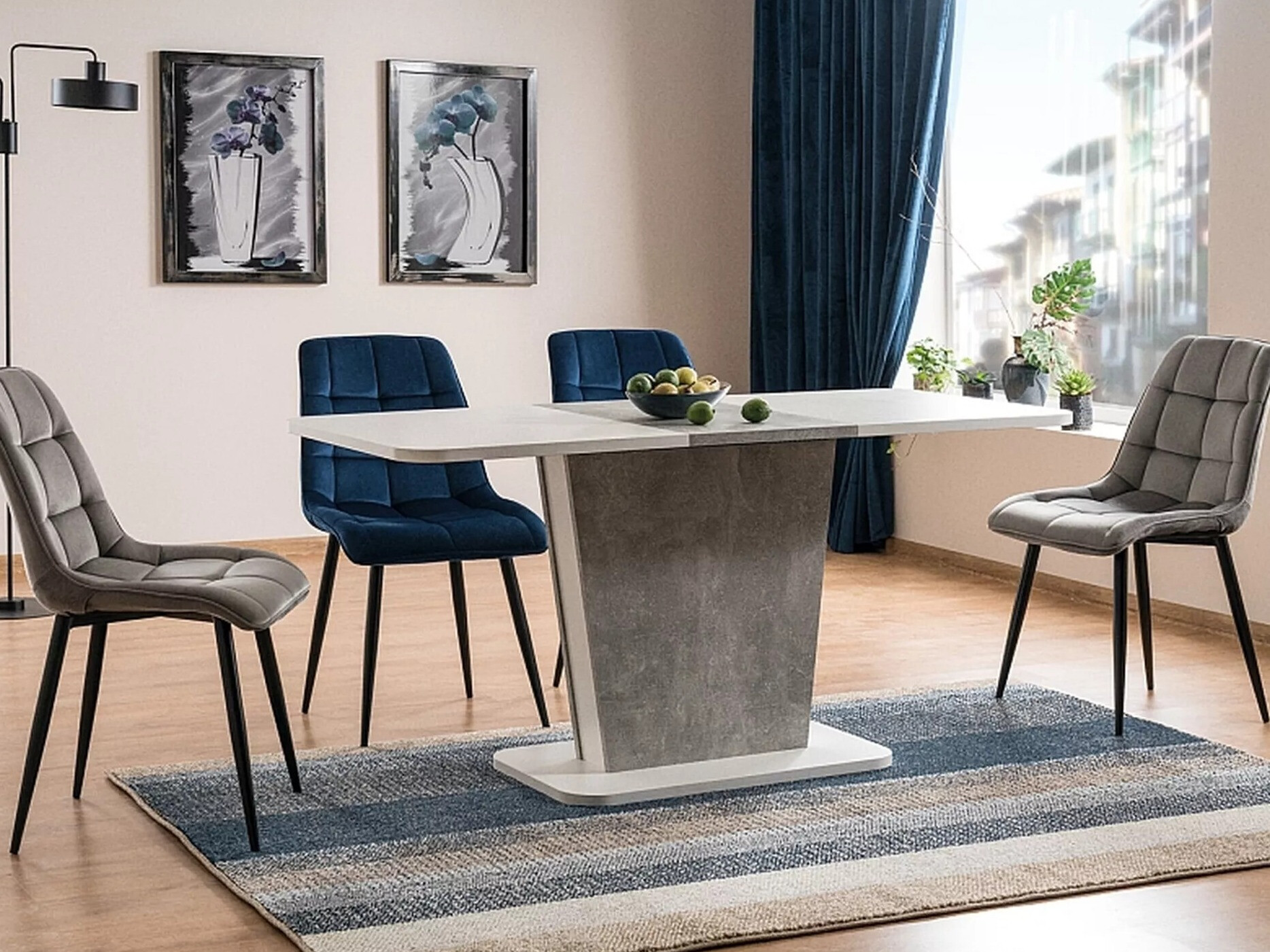 Stalas Detroit 322 (Balta + Betonas)