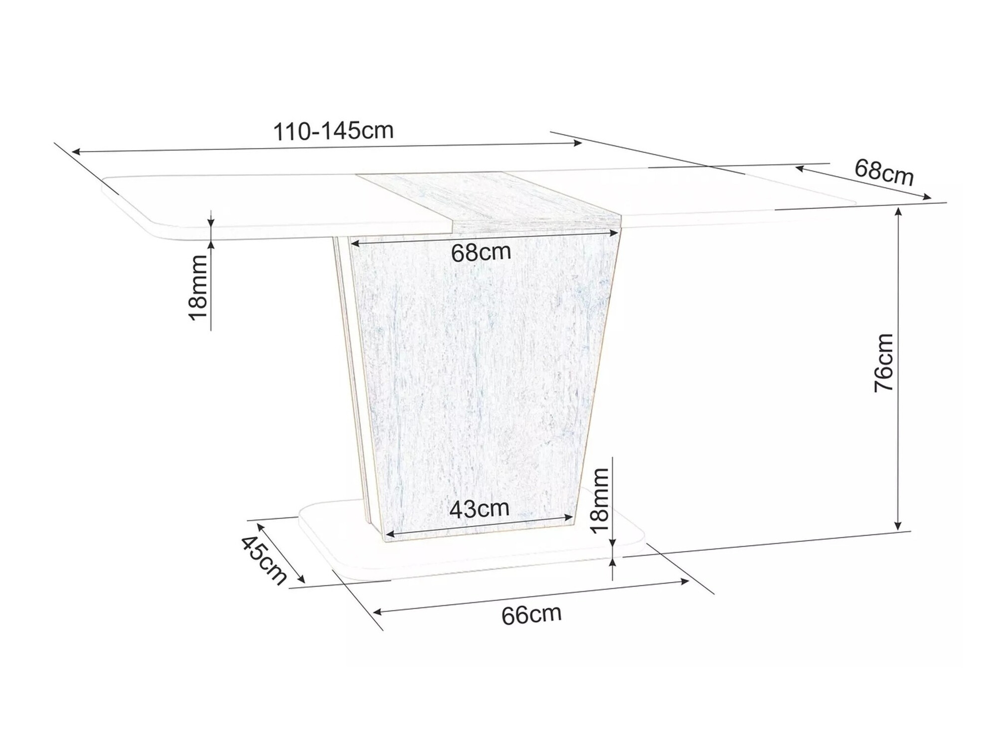 Stalas Detroit 322 (Balta + Betonas)