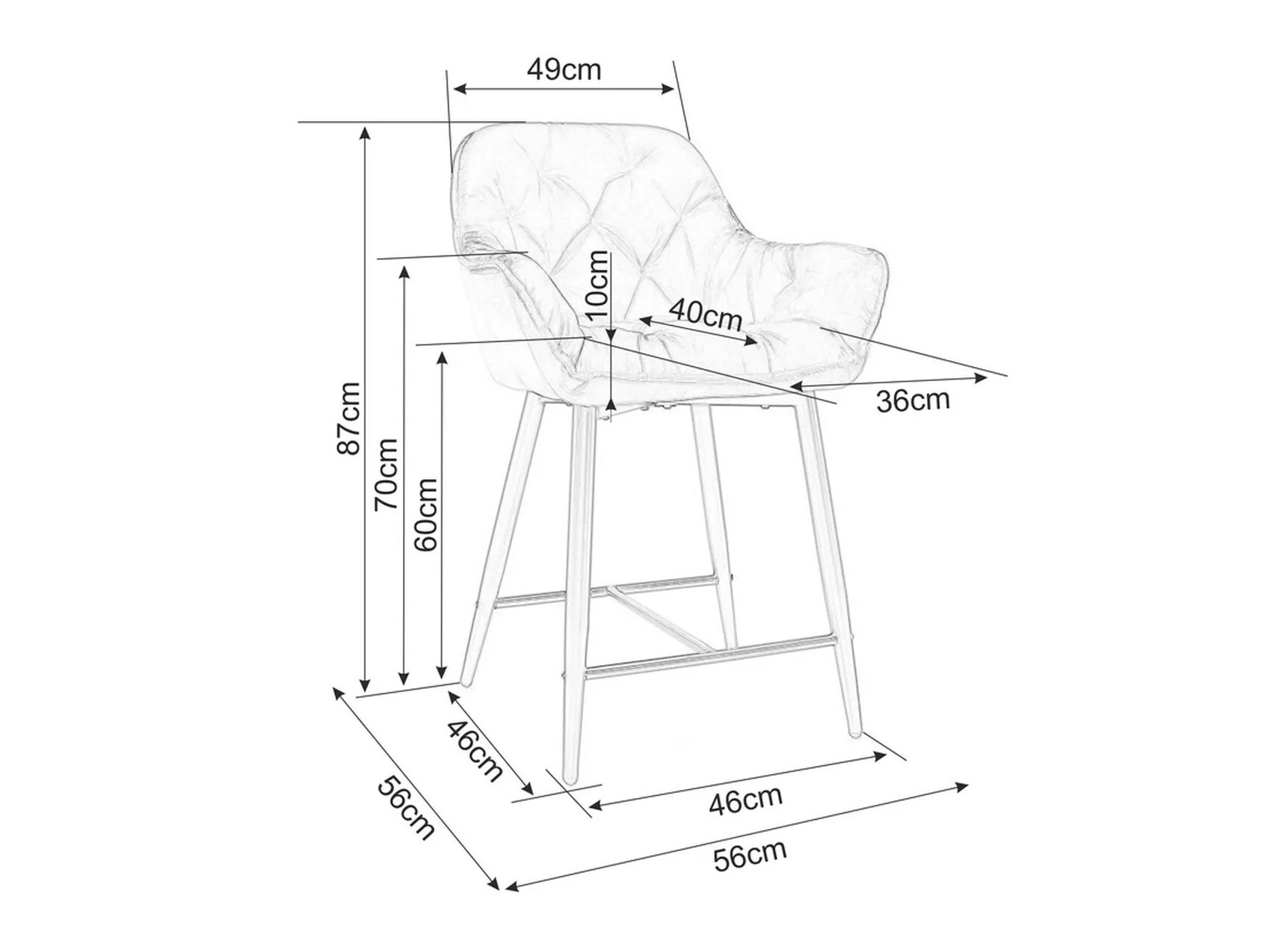 Pusbario kėdė Detroit 362 (Juoda)