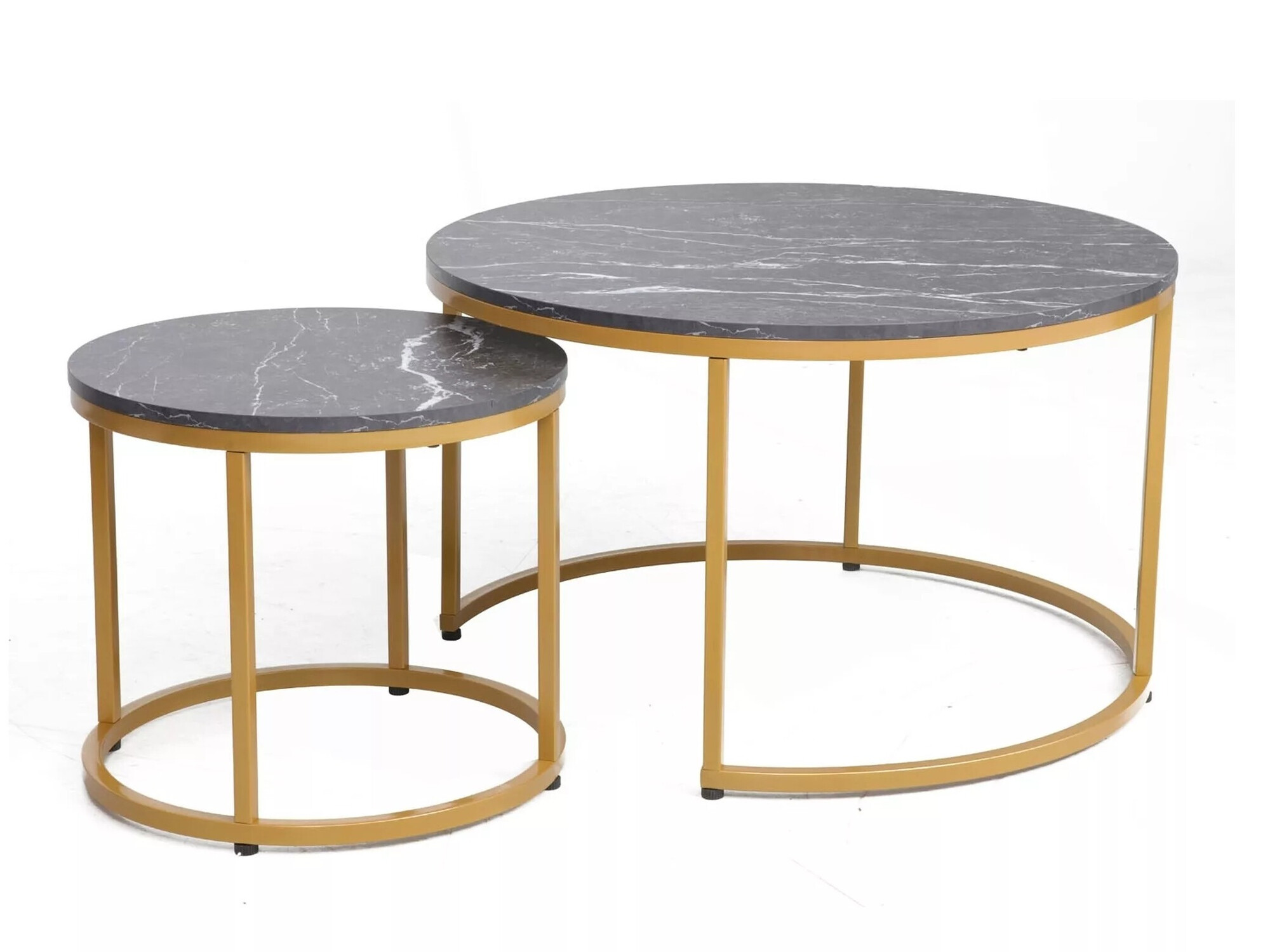 Žurnalinių staliukų komplektas Detroit 397 (Juodas marmuras)