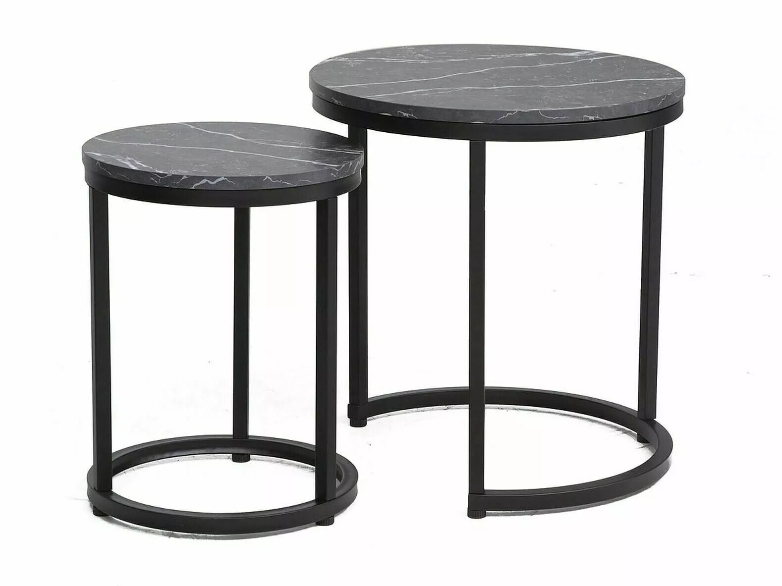Žurnalinių staliukų komplektas Detroit 398 (Juodas marmuras)
