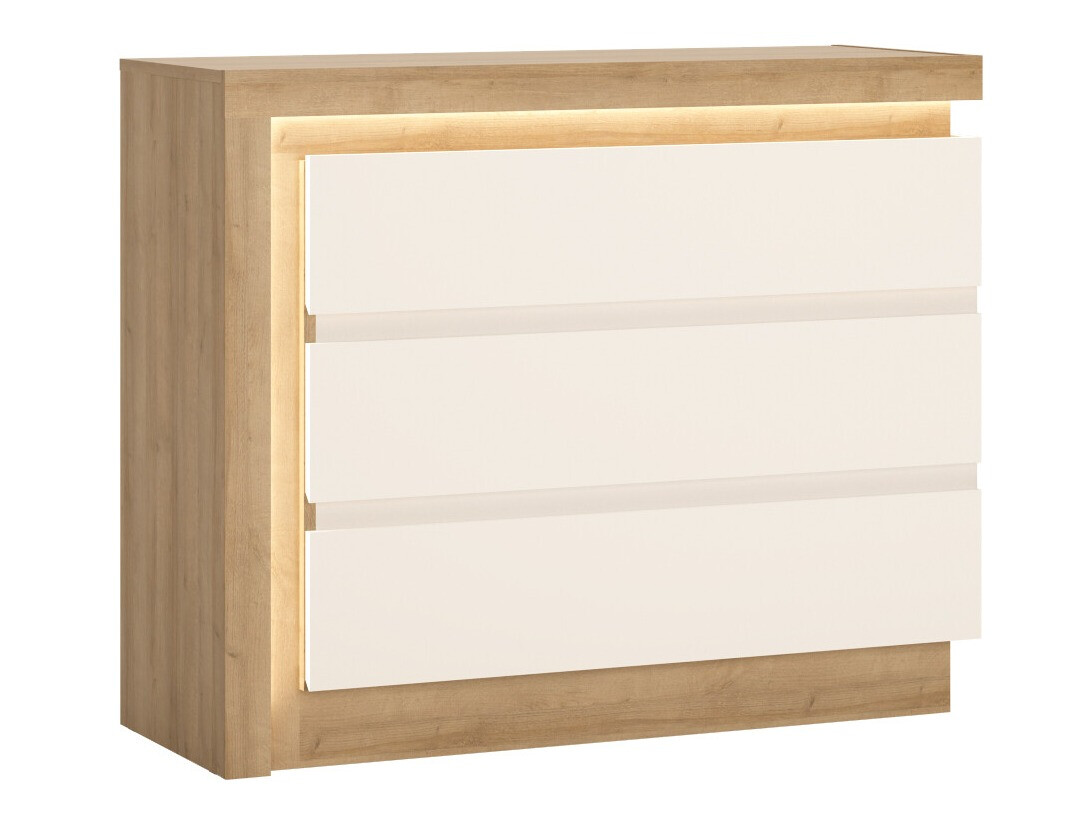 Komoda Feldeli 108 (Riviera ąžuolas + Blizgi balta)